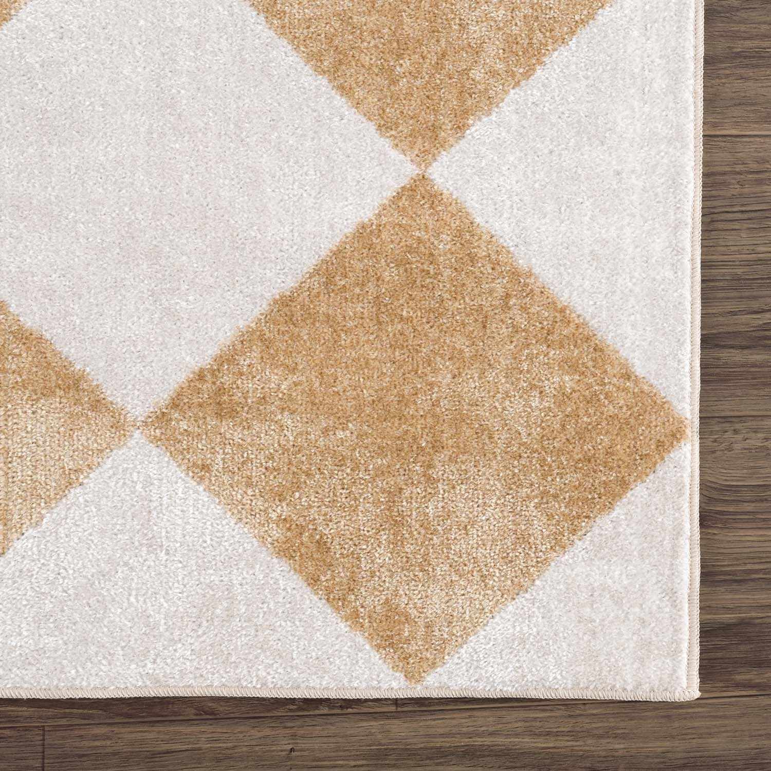 Ulric Light Brown Diamond Washable Area Rug - Ornate Home