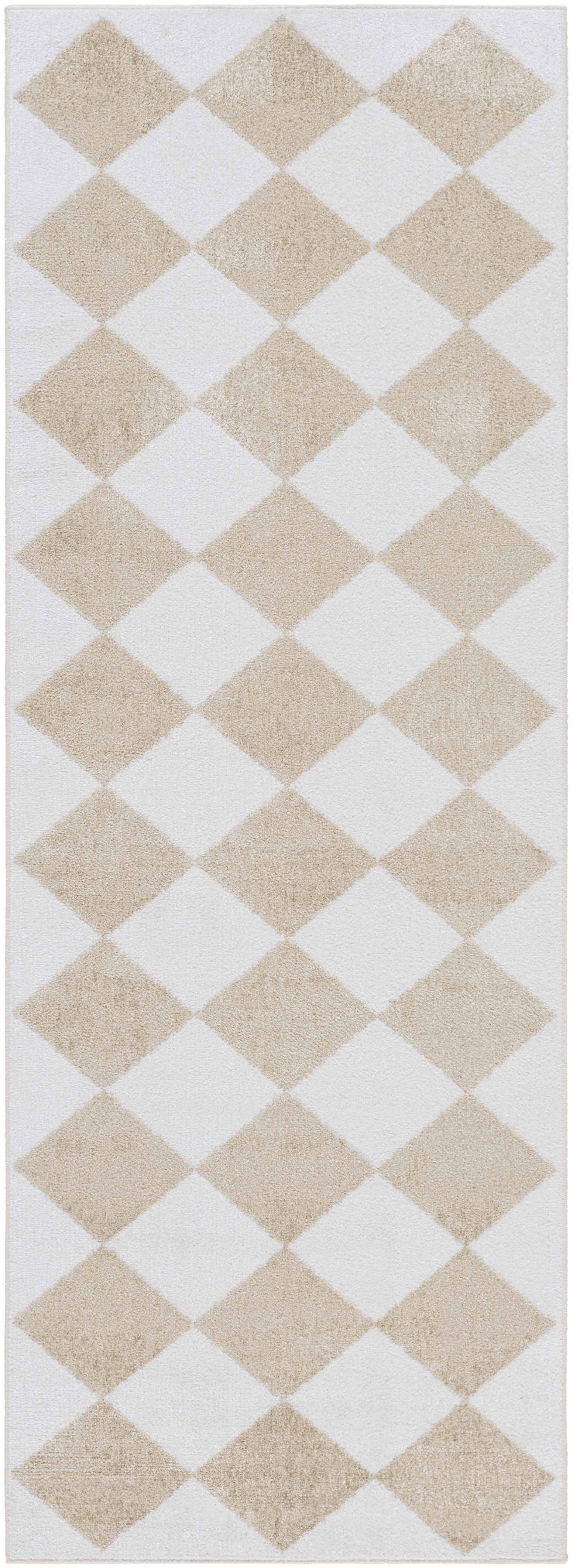 Ulric Light Brown Diamond Washable Area Rug - Ornate Home