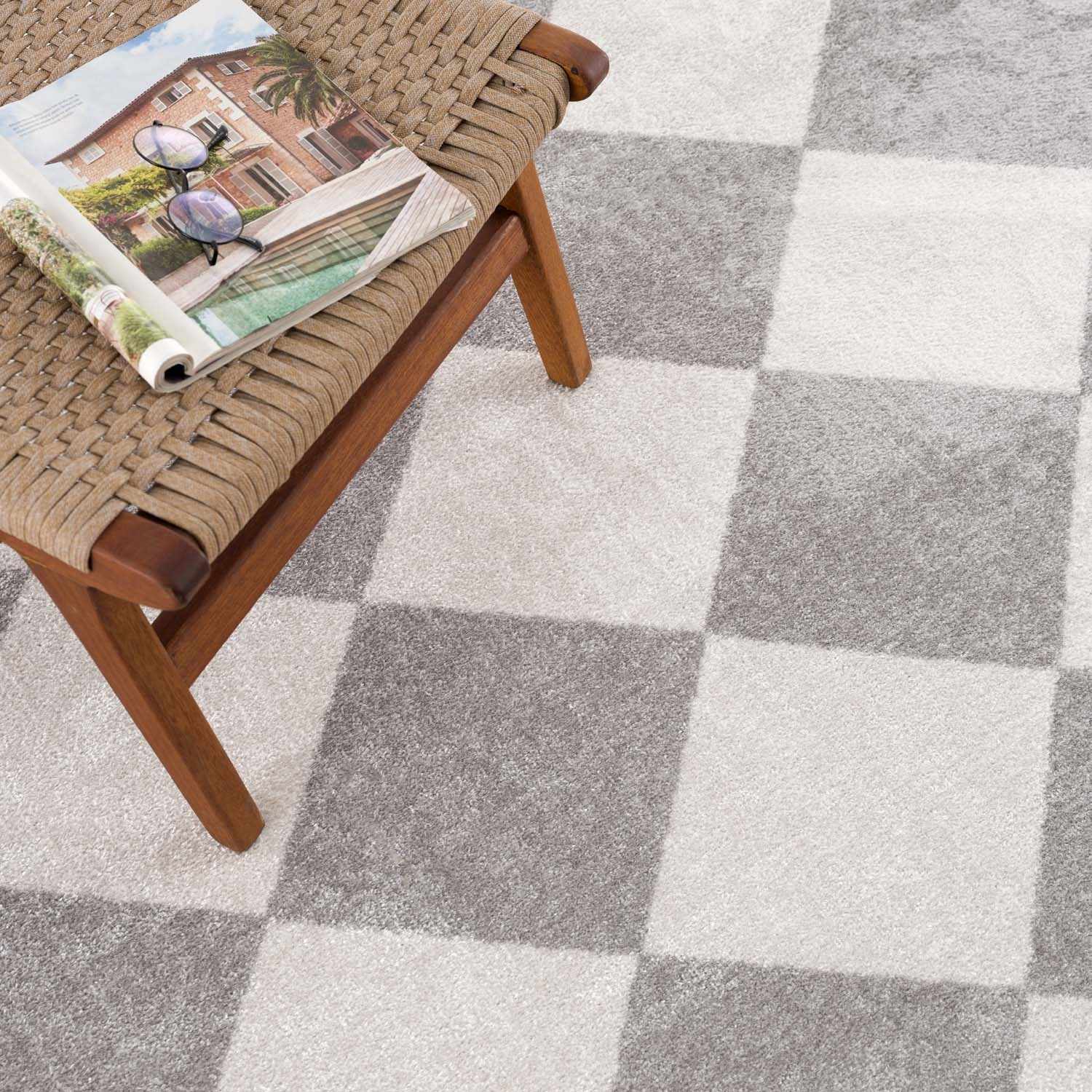 Ulric Light Gray Diamond Washable Area Rug - Ornate Home