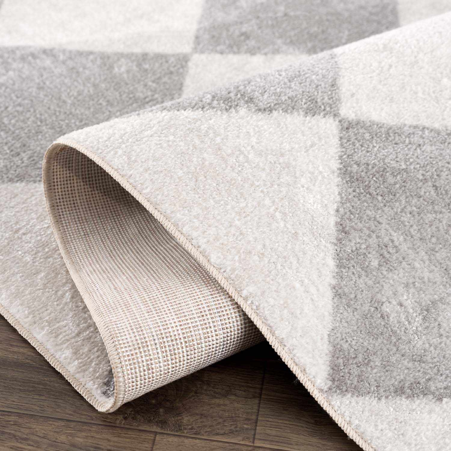 Ulric Light Gray Diamond Washable Area Rug - Ornate Home