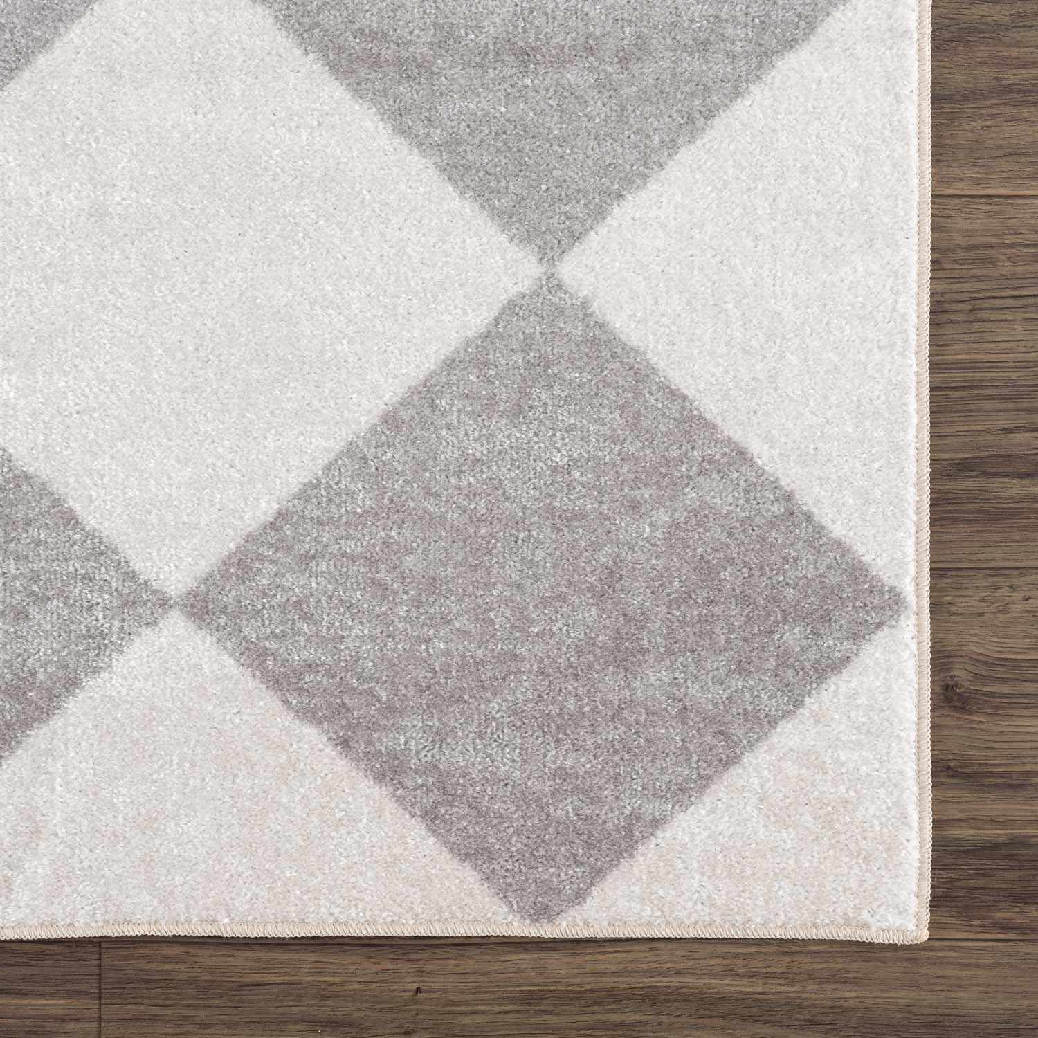 Ulric Light Gray Diamond Washable Area Rug - Ornate Home