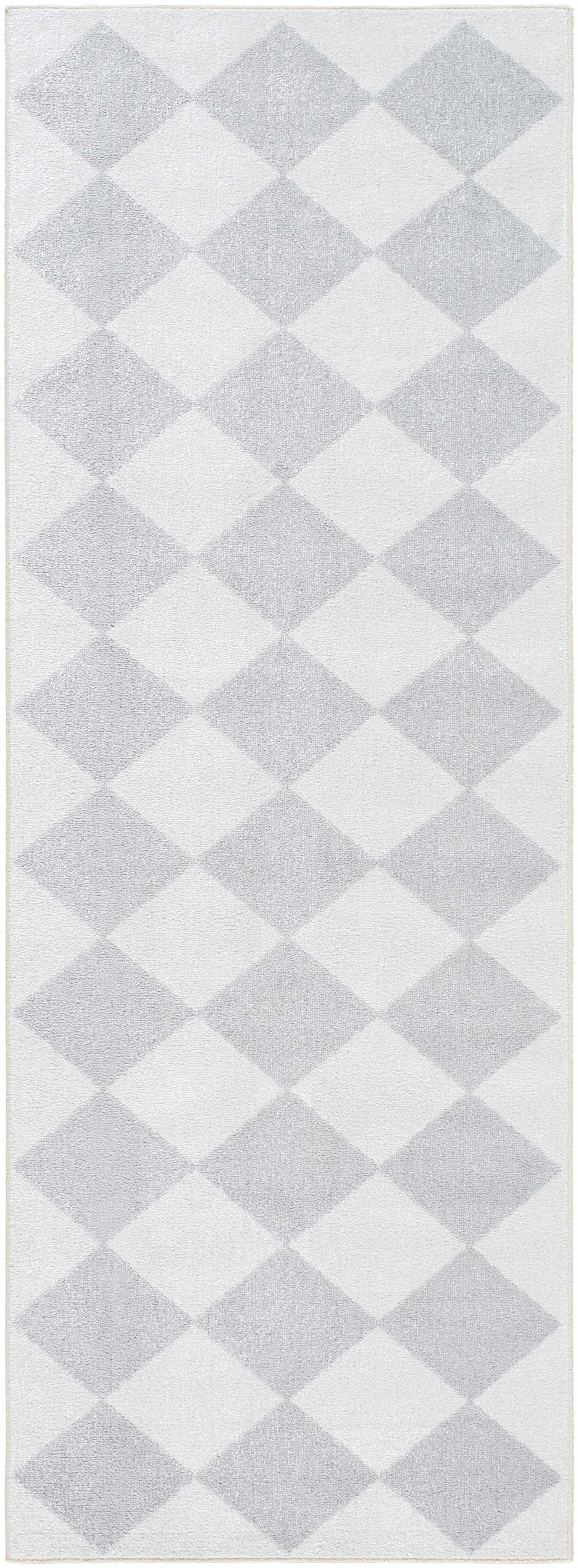 Ulric Light Gray Diamond Washable Area Rug - Ornate Home