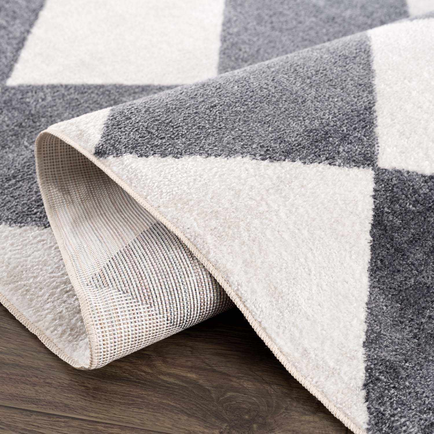 Ulric Navy Blue Diamond Washable Area Rug - Ornate Home