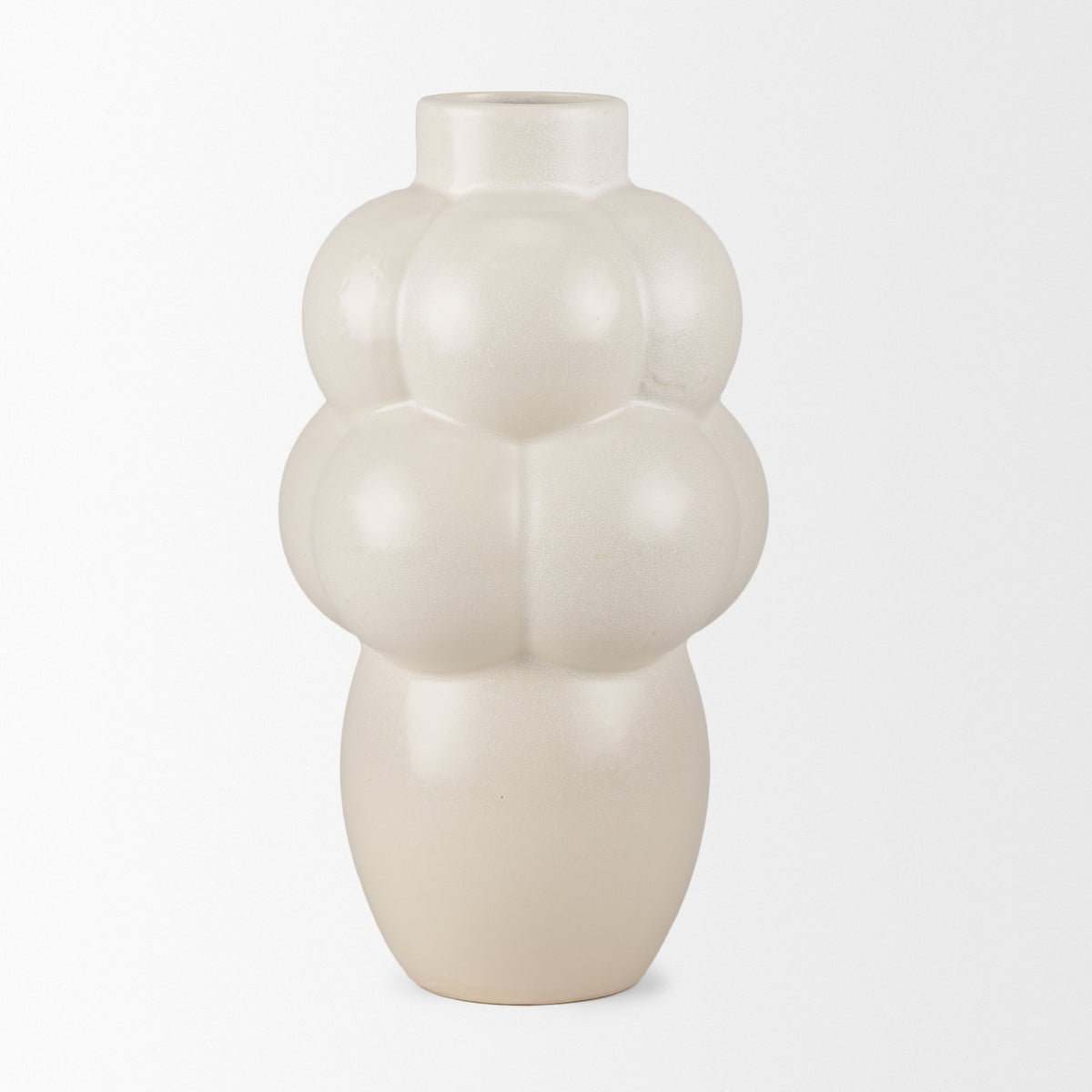 Ulvi Cream Glazed Bubble Ceramic Vase - Ornate Home
