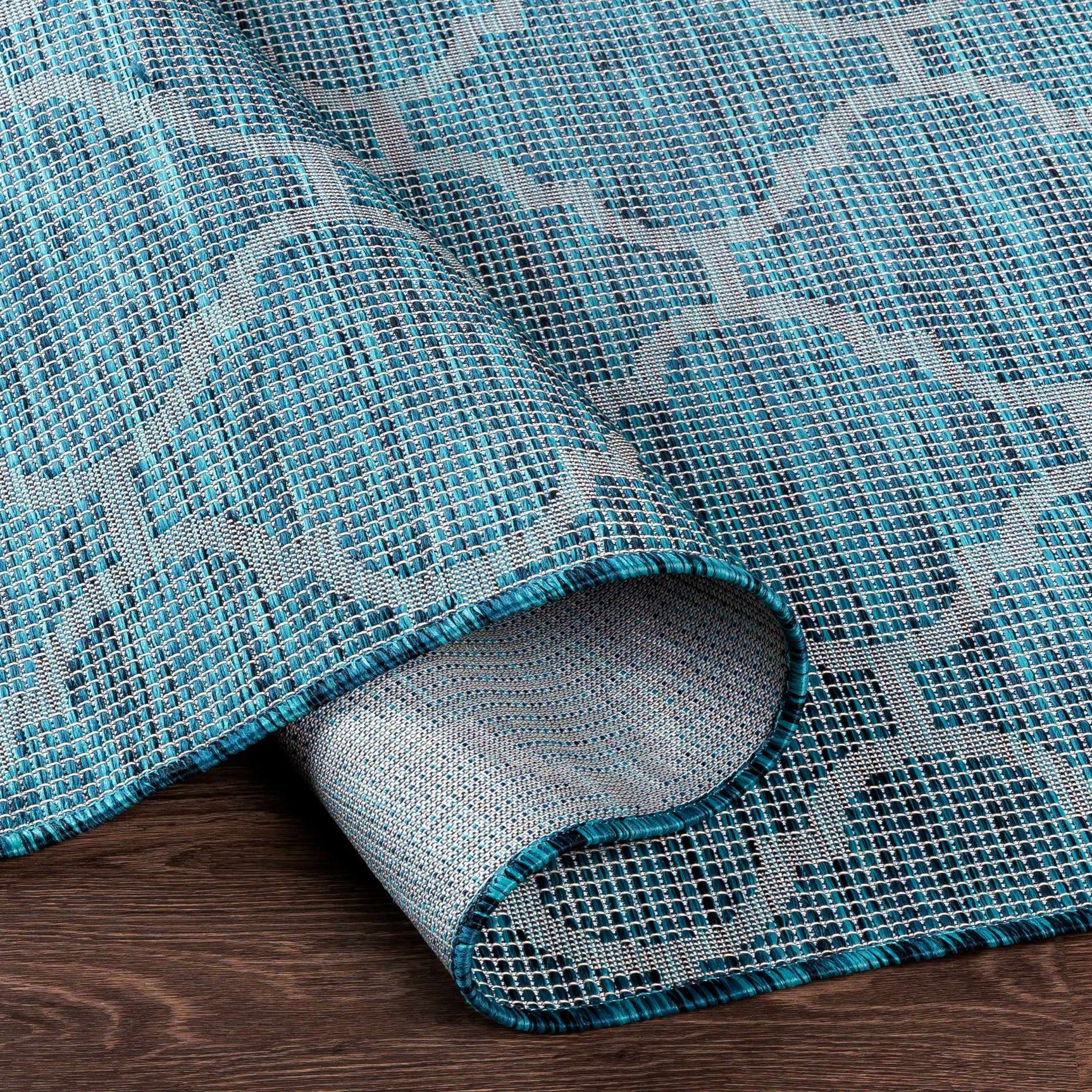 Unique Outdoor Trellis Area Rug, Teal - Clearance - Ornate Home