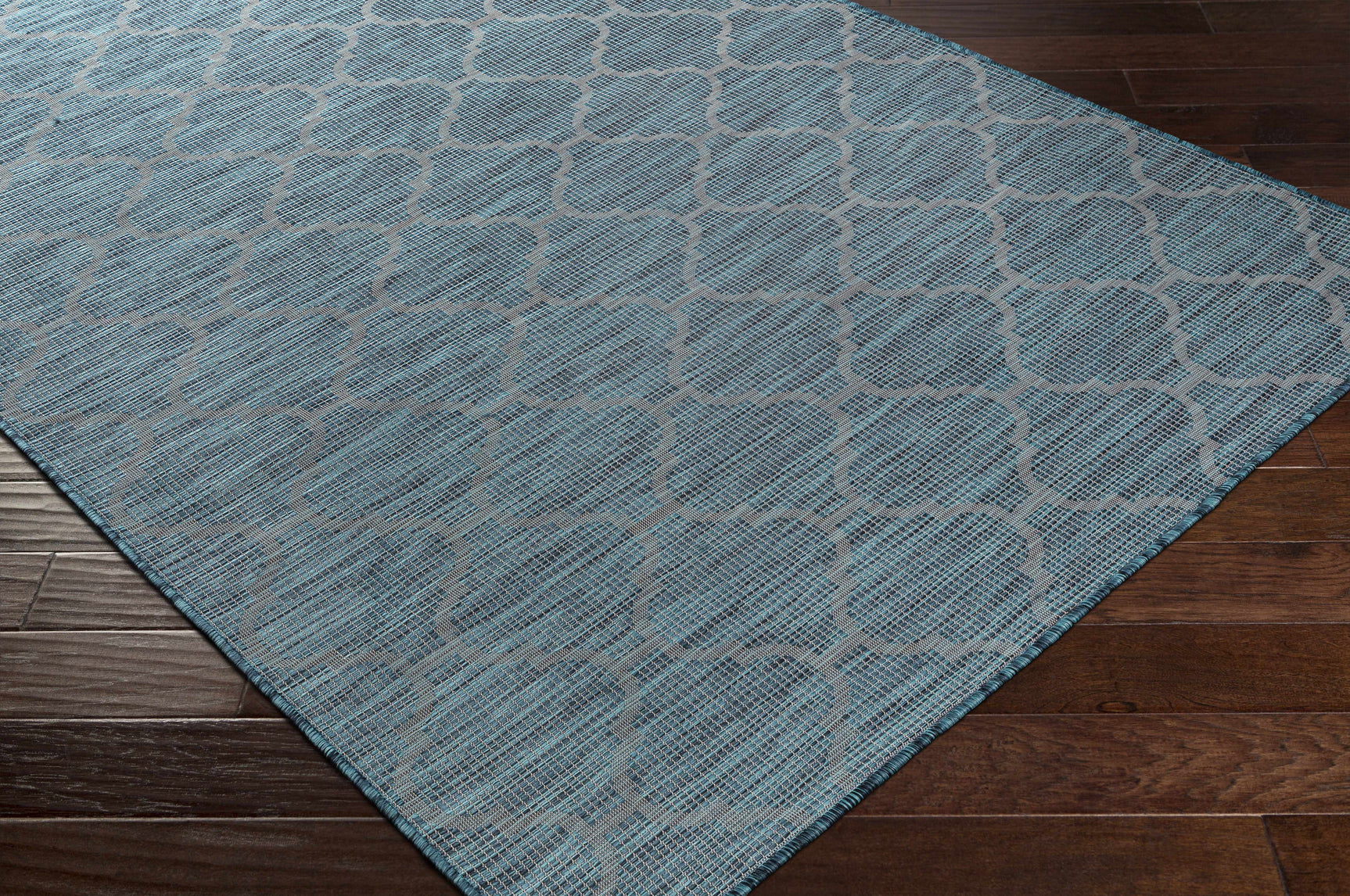 Unique Outdoor Trellis Area Rug, Teal - Clearance - Ornate Home