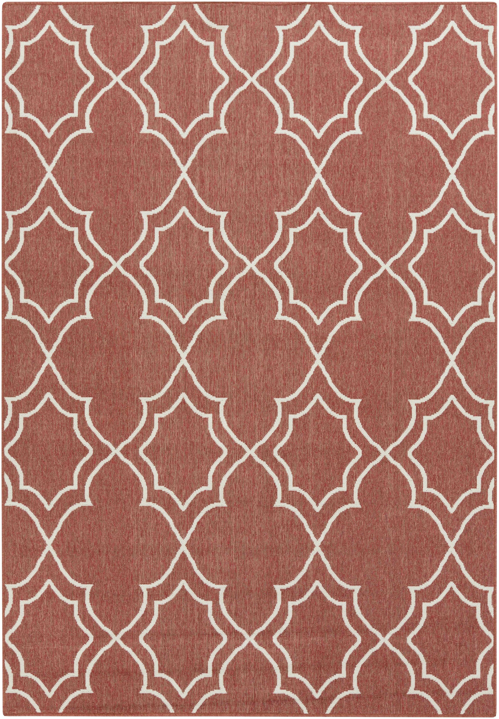 Unique Rust Red Lattice Trellis Outdoor Rug - Clearance - Ornate Home