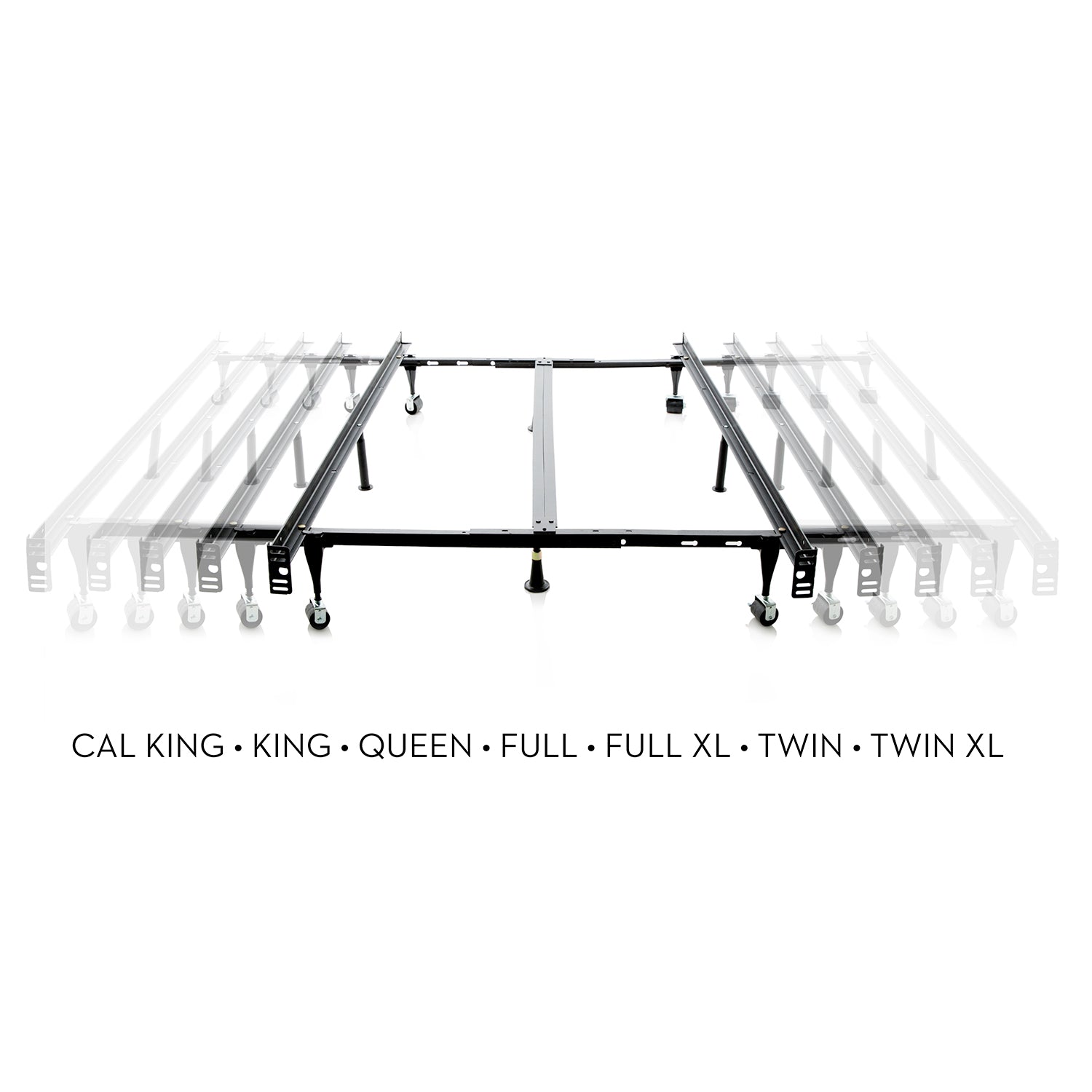 Universal Black Bed Frame w/ Rug Rollers - Ornate Home