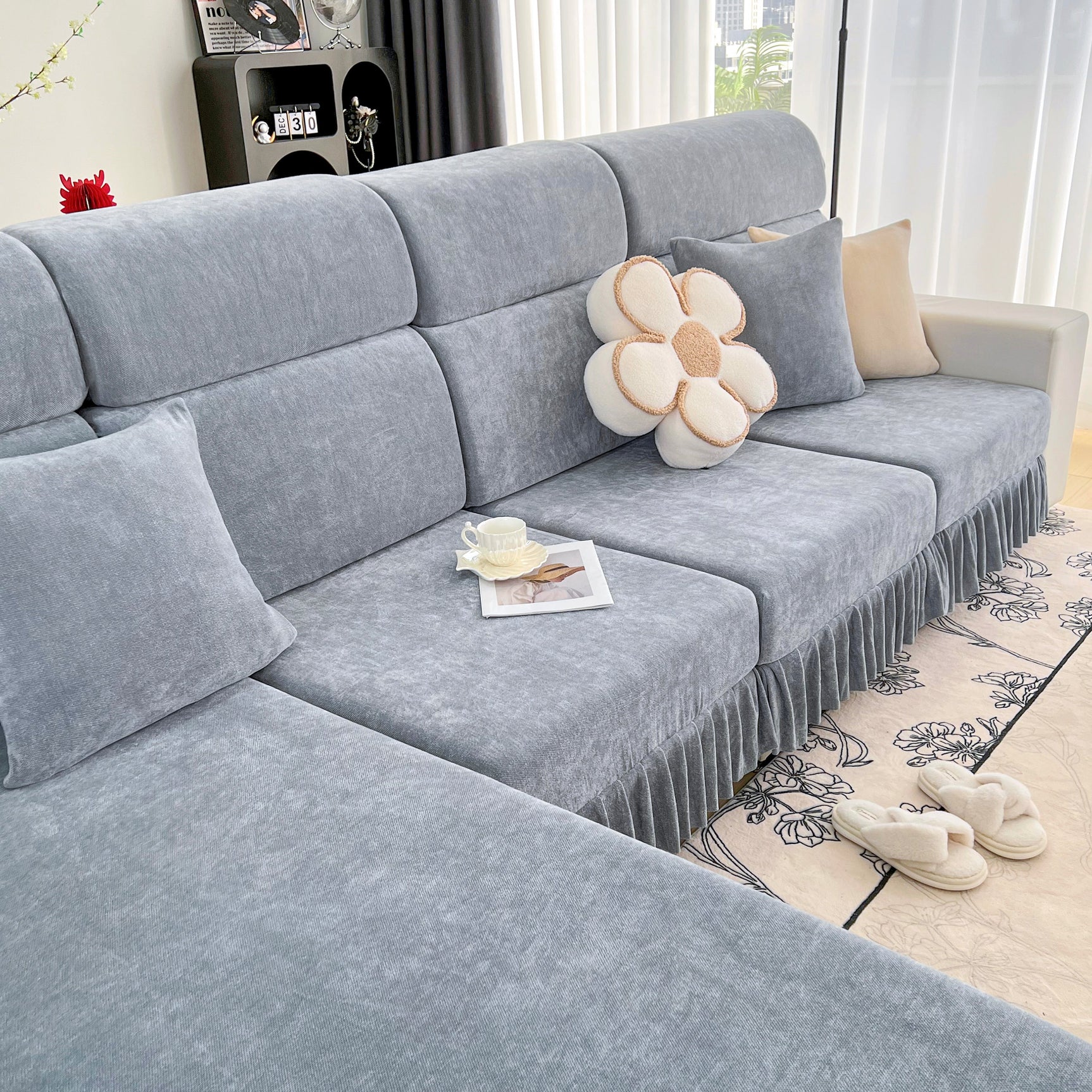 Universal Elastic Skirt Sofa Slipcover, Stretch Sofa Cushion Cover For Bedroom Office Living Room - Ornate Home