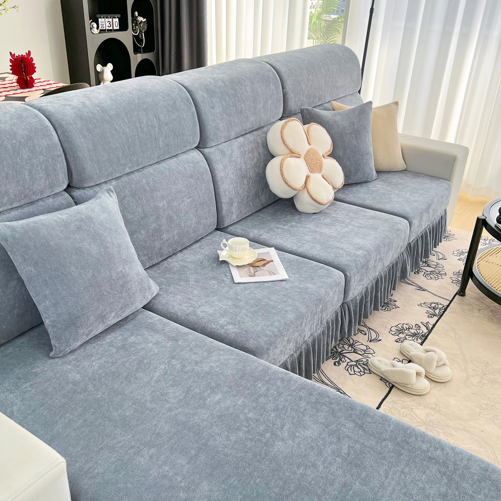 Universal Elastic Skirt Sofa Slipcover, Stretch Sofa Cushion Cover For Bedroom Office Living Room - Ornate Home