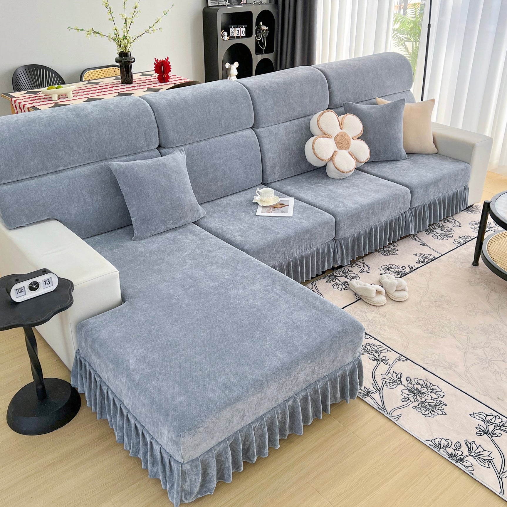 Universal Elastic Skirt Sofa Slipcover, Stretch Sofa Cushion Cover For Bedroom Office Living Room - Ornate Home