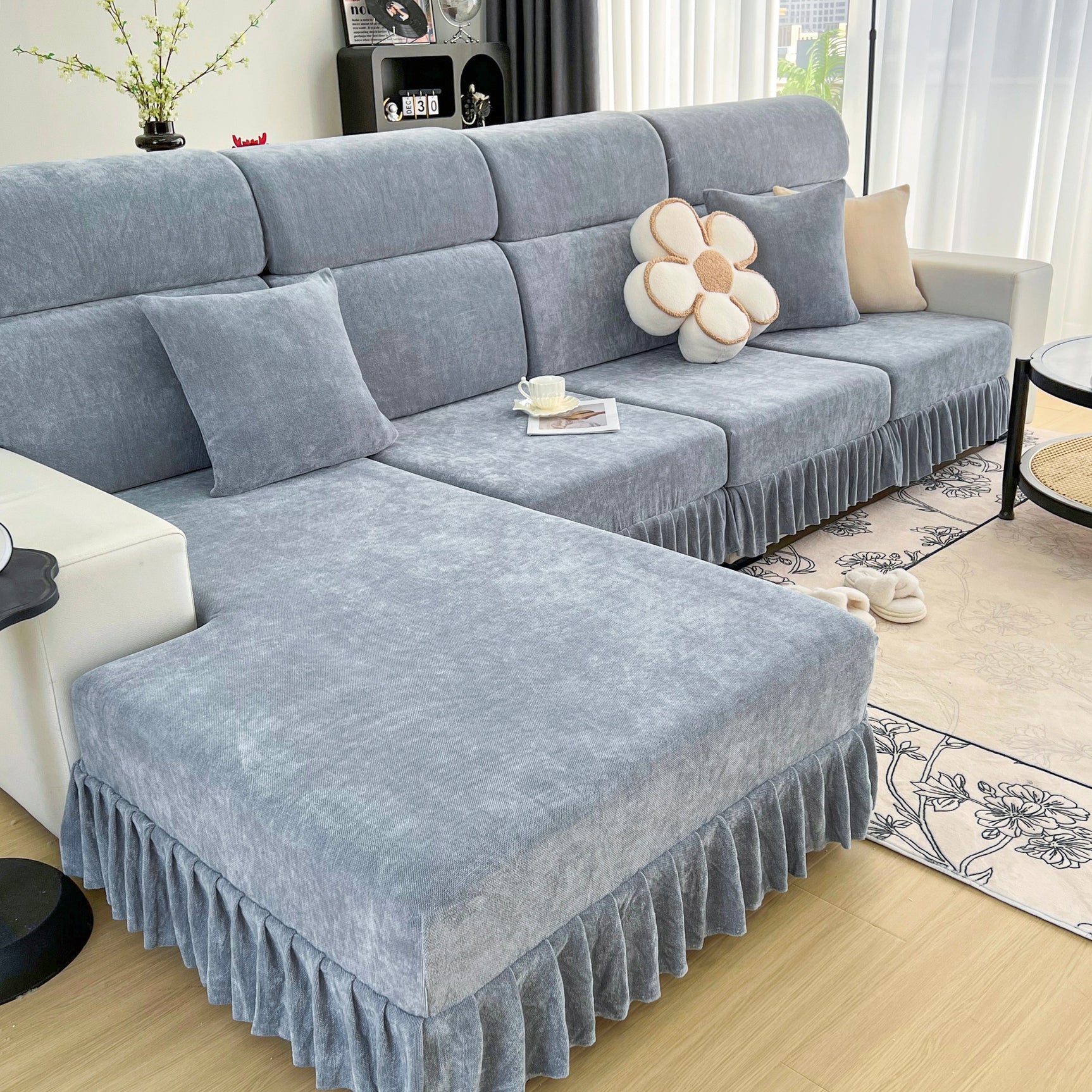 Universal Elastic Skirt Sofa Slipcover, Stretch Sofa Cushion Cover For Bedroom Office Living Room - Ornate Home
