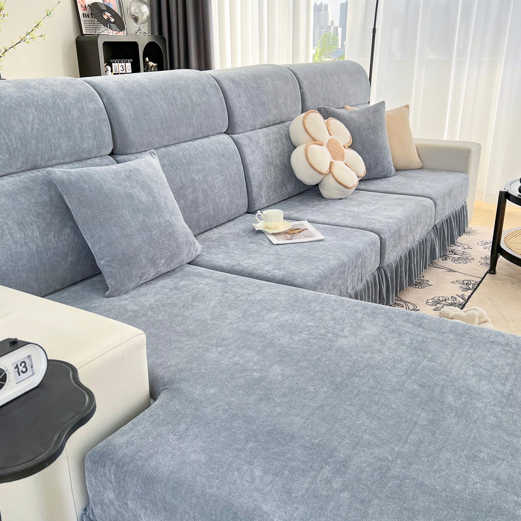 Universal Elastic Skirt Sofa Slipcover, Stretch Sofa Cushion Cover For Bedroom Office Living Room - Ornate Home