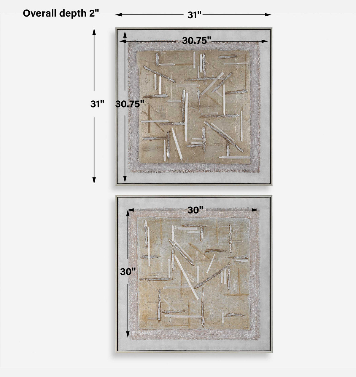 Unpredictable Hand Gold/White Painted Canvases (Set of 2) - Ornate Home