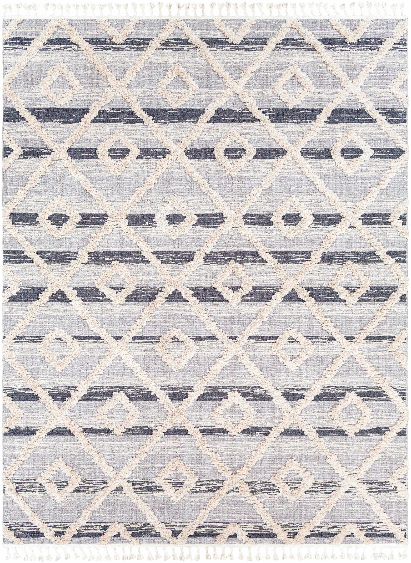 Upham High/Low Pile Rug with Tassels - Clearance - Ornate Home
