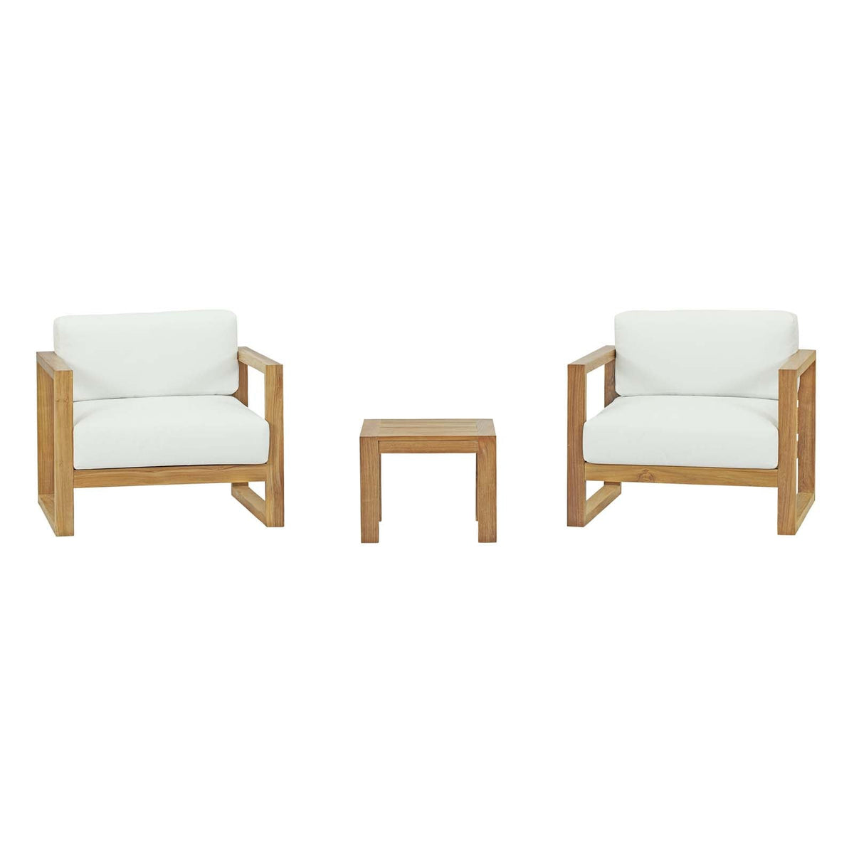 Upland Natural/White 3 Piece Outdoor Patio Teak Set - 34.5x87" - Ornate Home