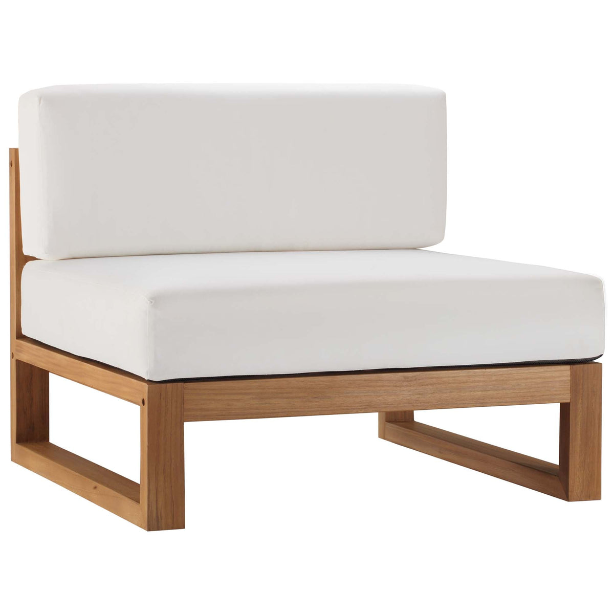 Upland Natural/White 3-Piece Outdoor Patio Teak Wood Sectional Sofa Set - 33.5x102.5" - Ornate Home