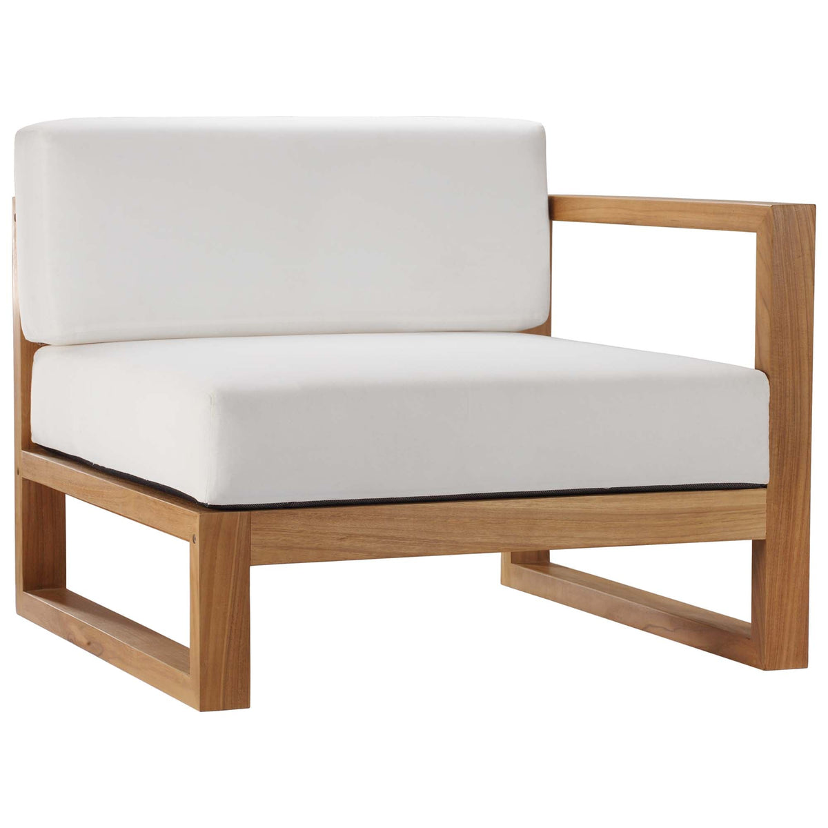 Upland Natural/White 3-Piece Outdoor Patio Teak Wood Sectional Sofa Set - 68x68" - Ornate Home