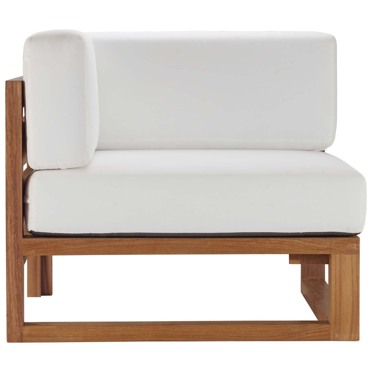 Upland Natural/White 3-Piece Outdoor Patio Teak Wood Sectional Sofa Set - 68x68" - Ornate Home
