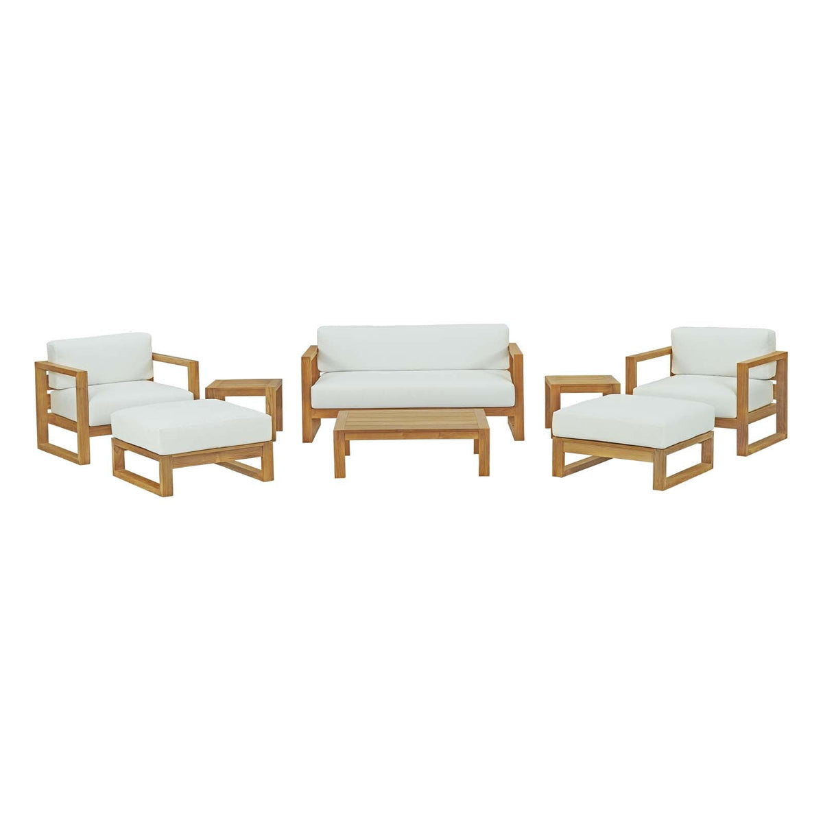 Upland Natural/White 8 Piece Outdoor Patio Teak Set - Ornate Home
