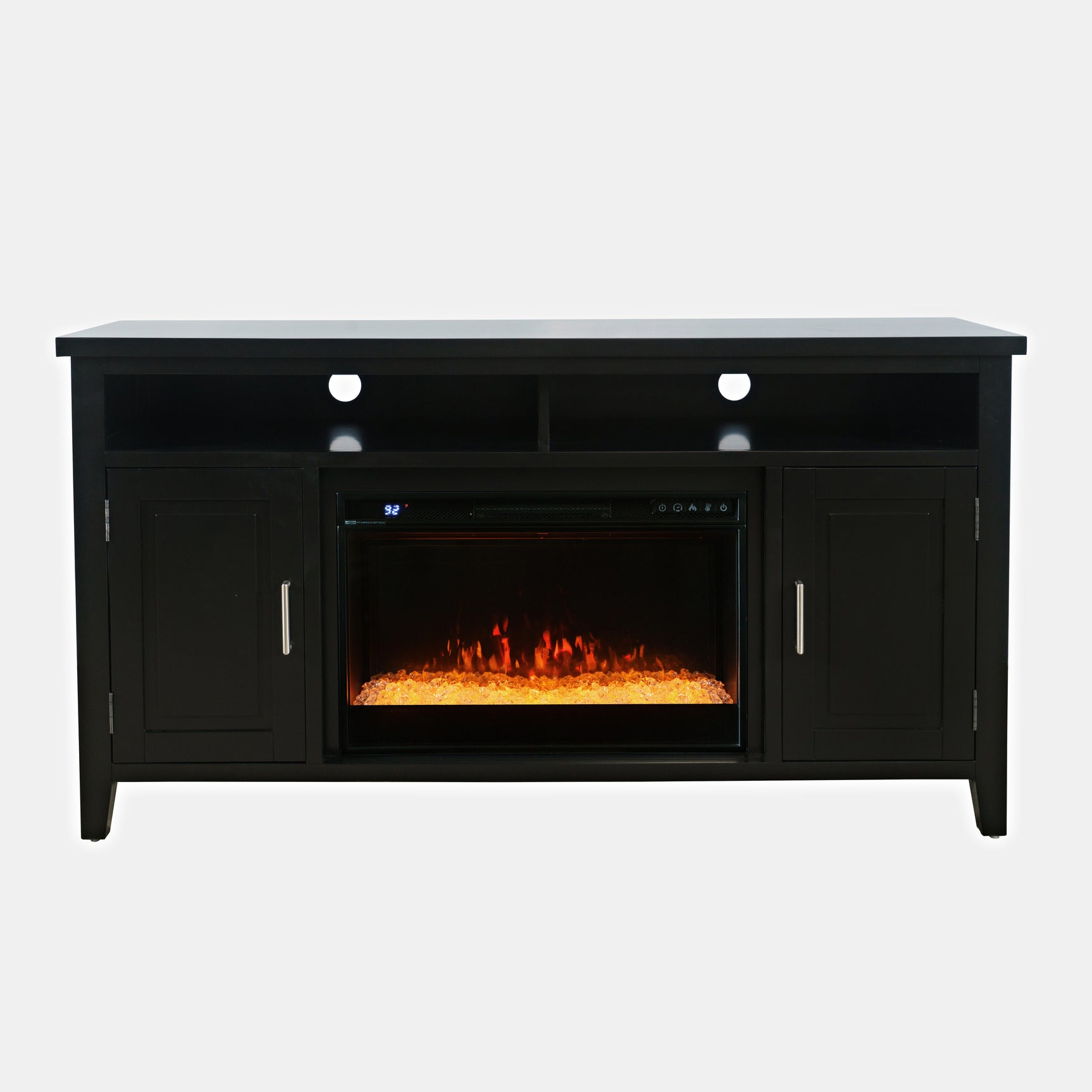 Urban Icon Black 60 Fireplace with Crystal Display - Ornate Home