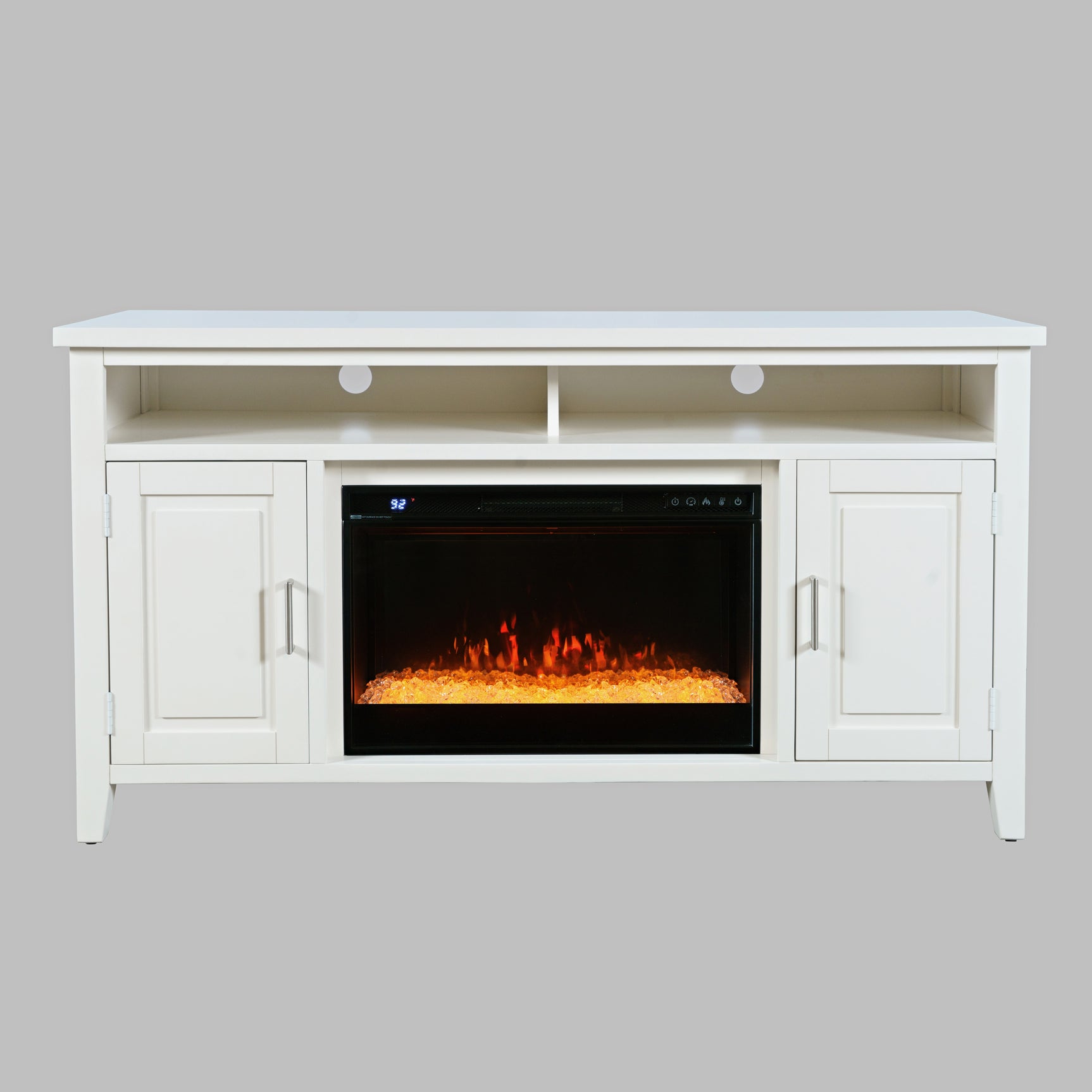 Urban Icon White 60 Fireplace with Crystal Display - Ornate Home