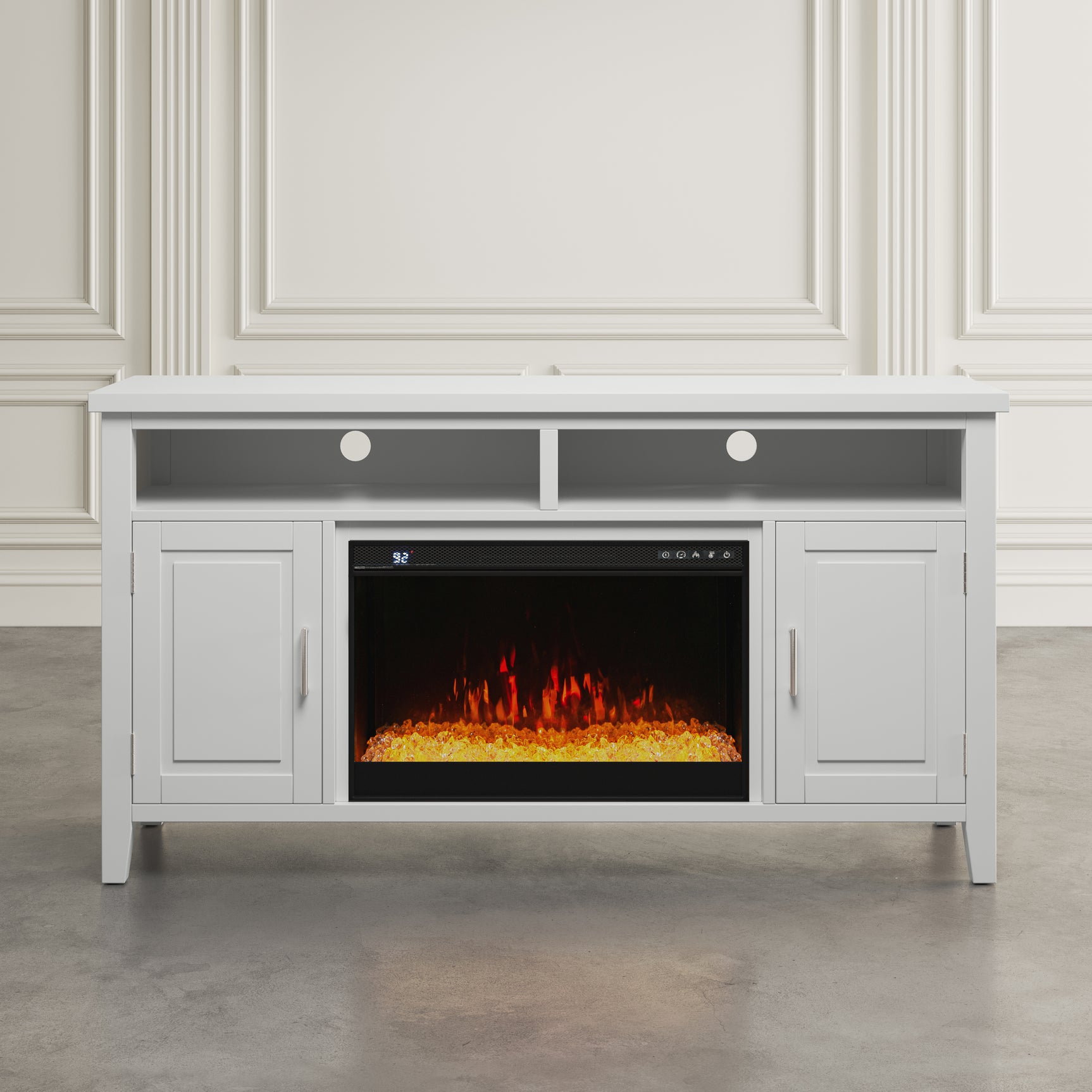 Urban Icon White 60 Fireplace with Crystal Display - Ornate Home