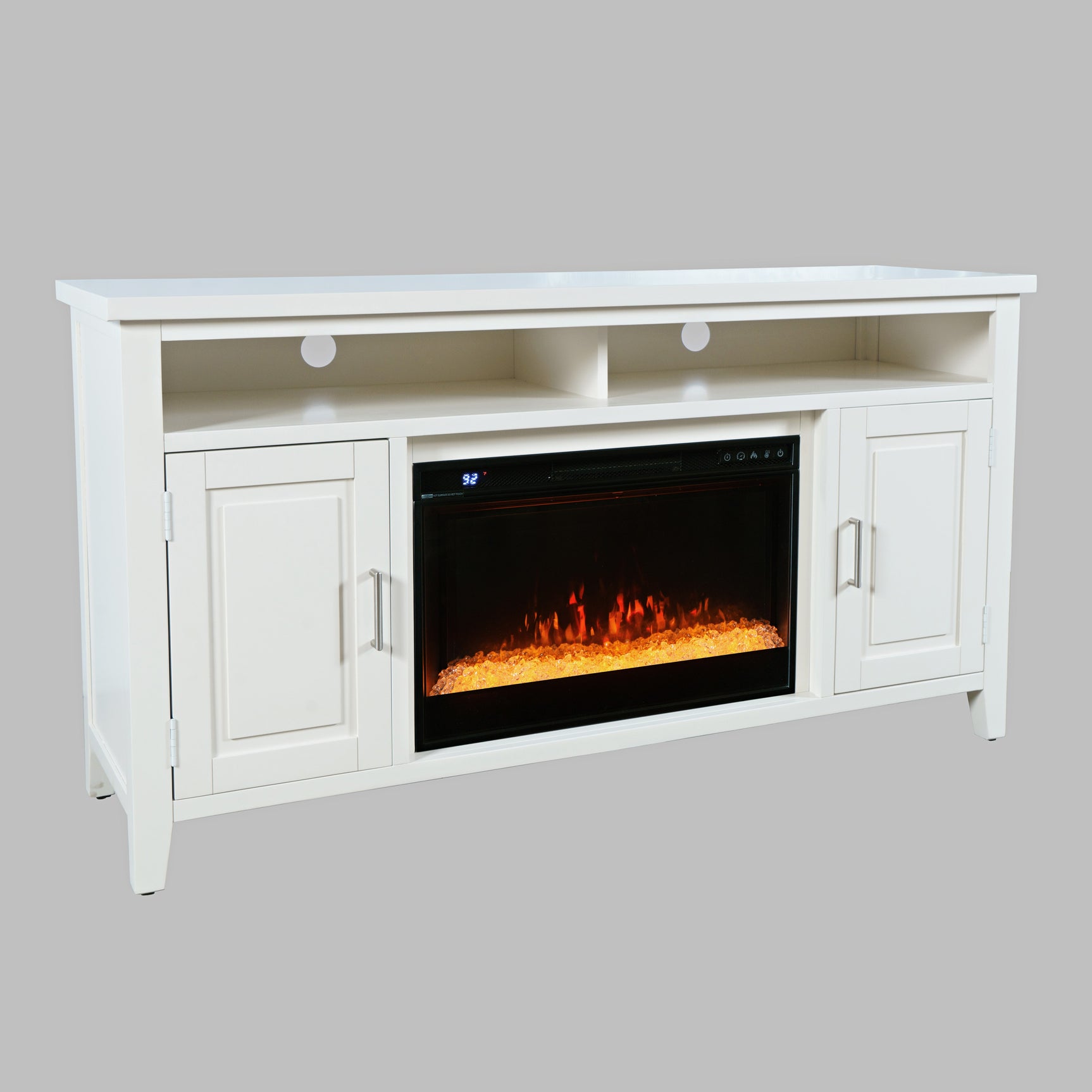 Urban Icon White 60 Fireplace with Crystal Display - Ornate Home