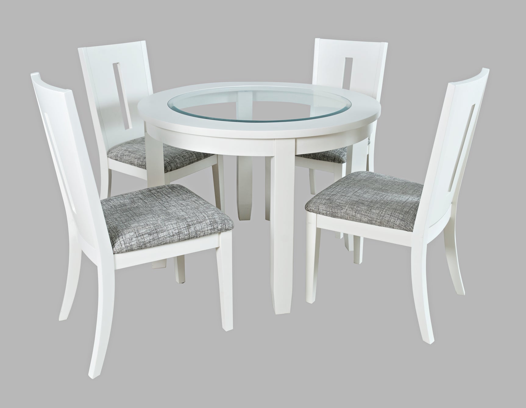 Urban Icon White Round Dining Table w/ 4 Chairs - Ornate Home