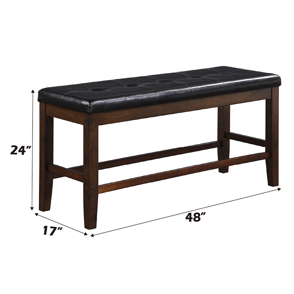 Urbana Black PU & Espresso Counter Height Bench - Ornate Home