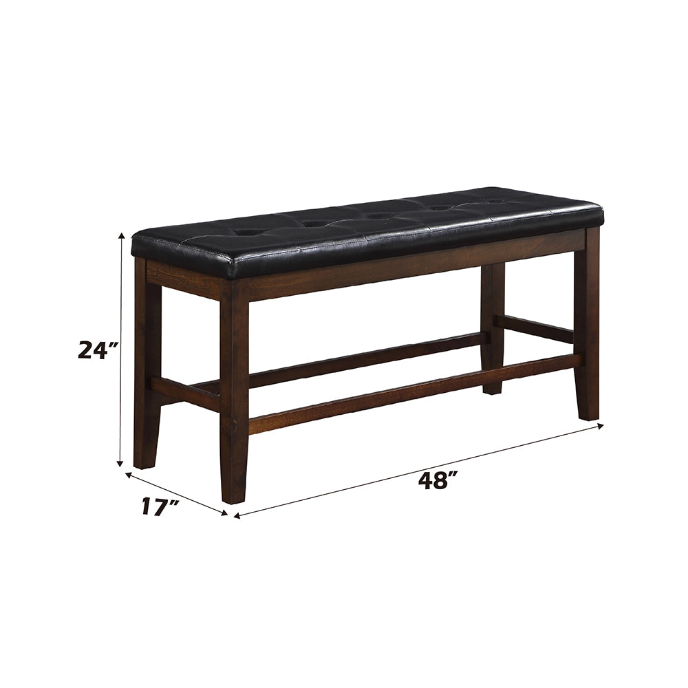 Urbana Black PU & Espresso Counter Height Bench - Ornate Home