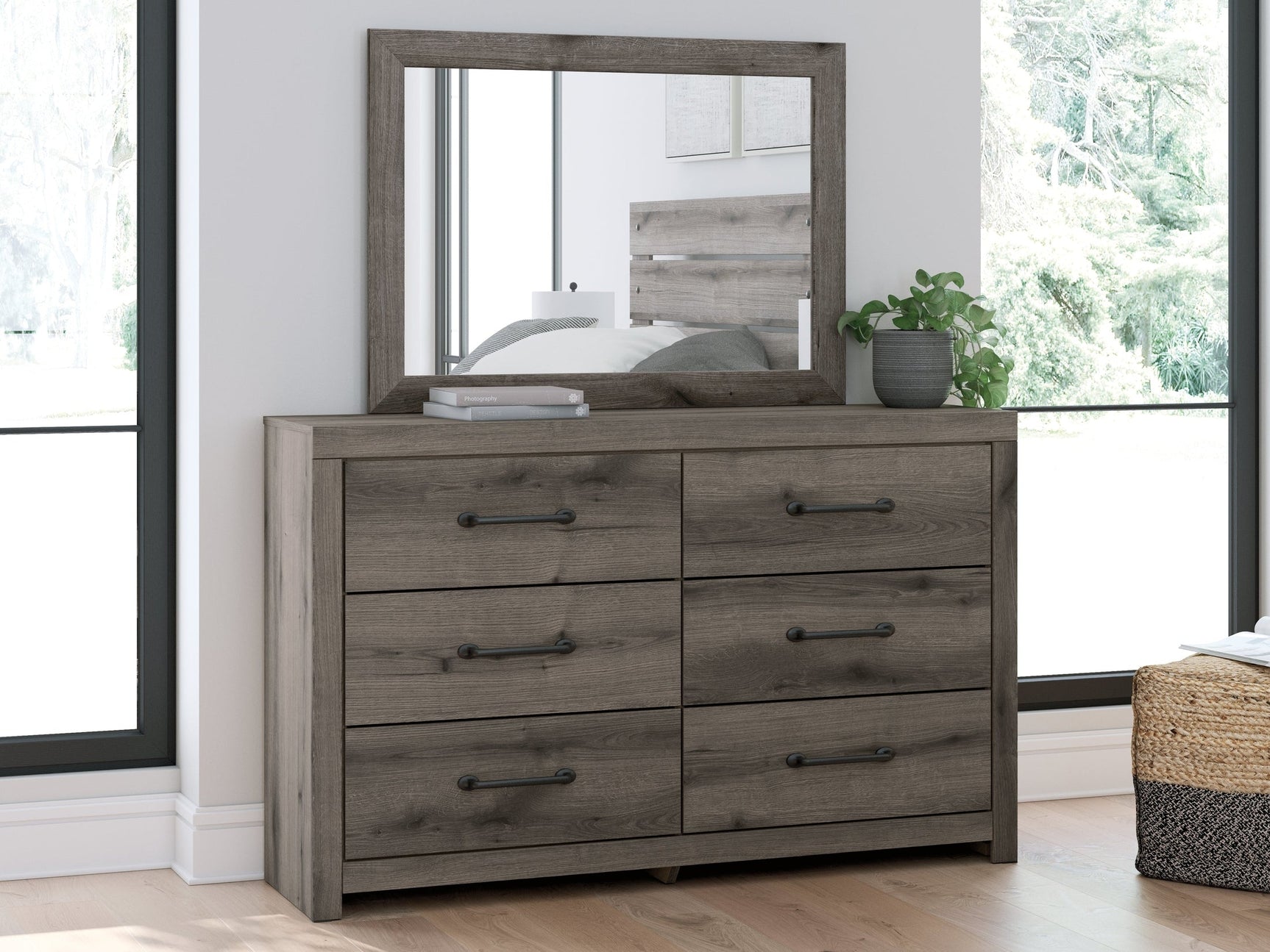 Urbanoore Brown 6 Drawer Dresser and Mirror (Online Special Price) - Ornate Home