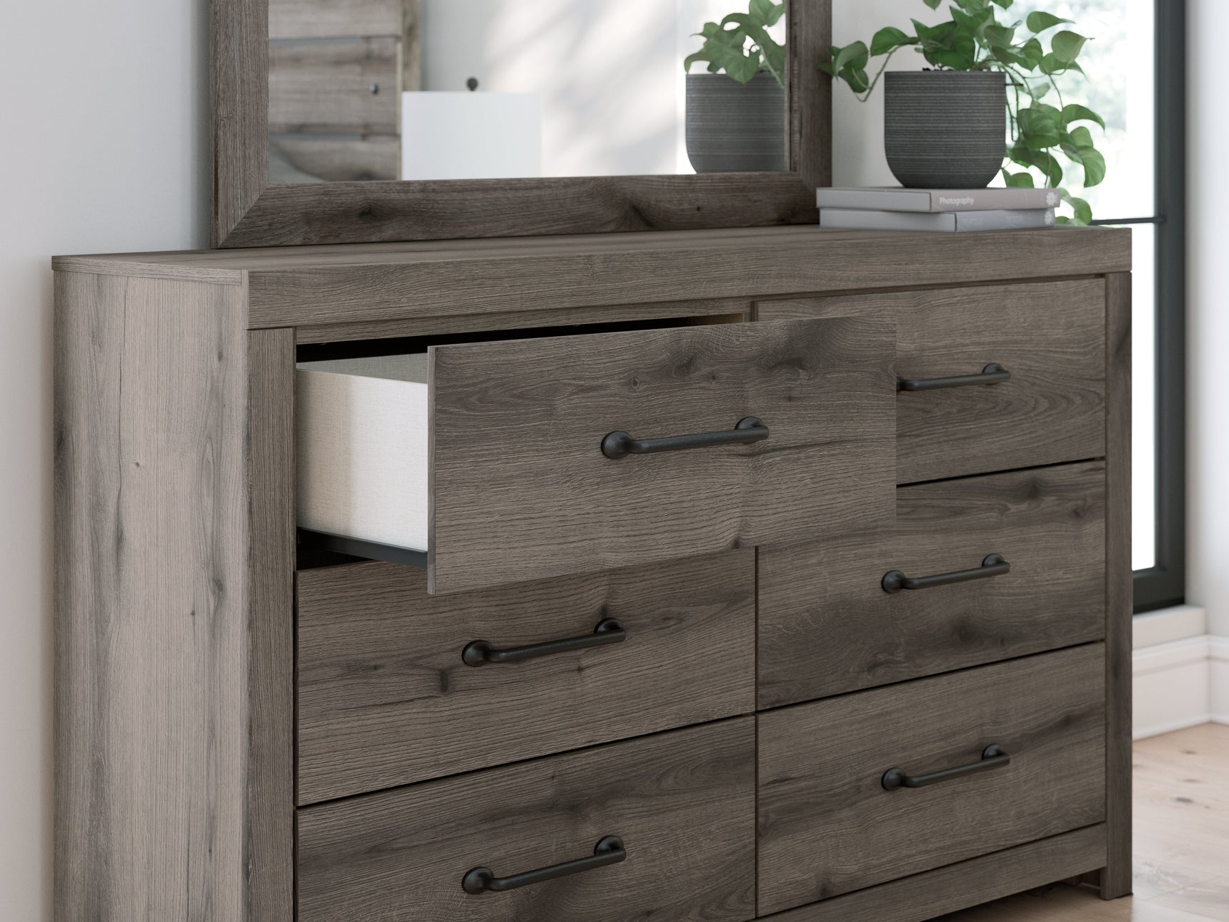 Urbanoore Brown 6 Drawer Dresser and Mirror (Online Special Price) - Ornate Home