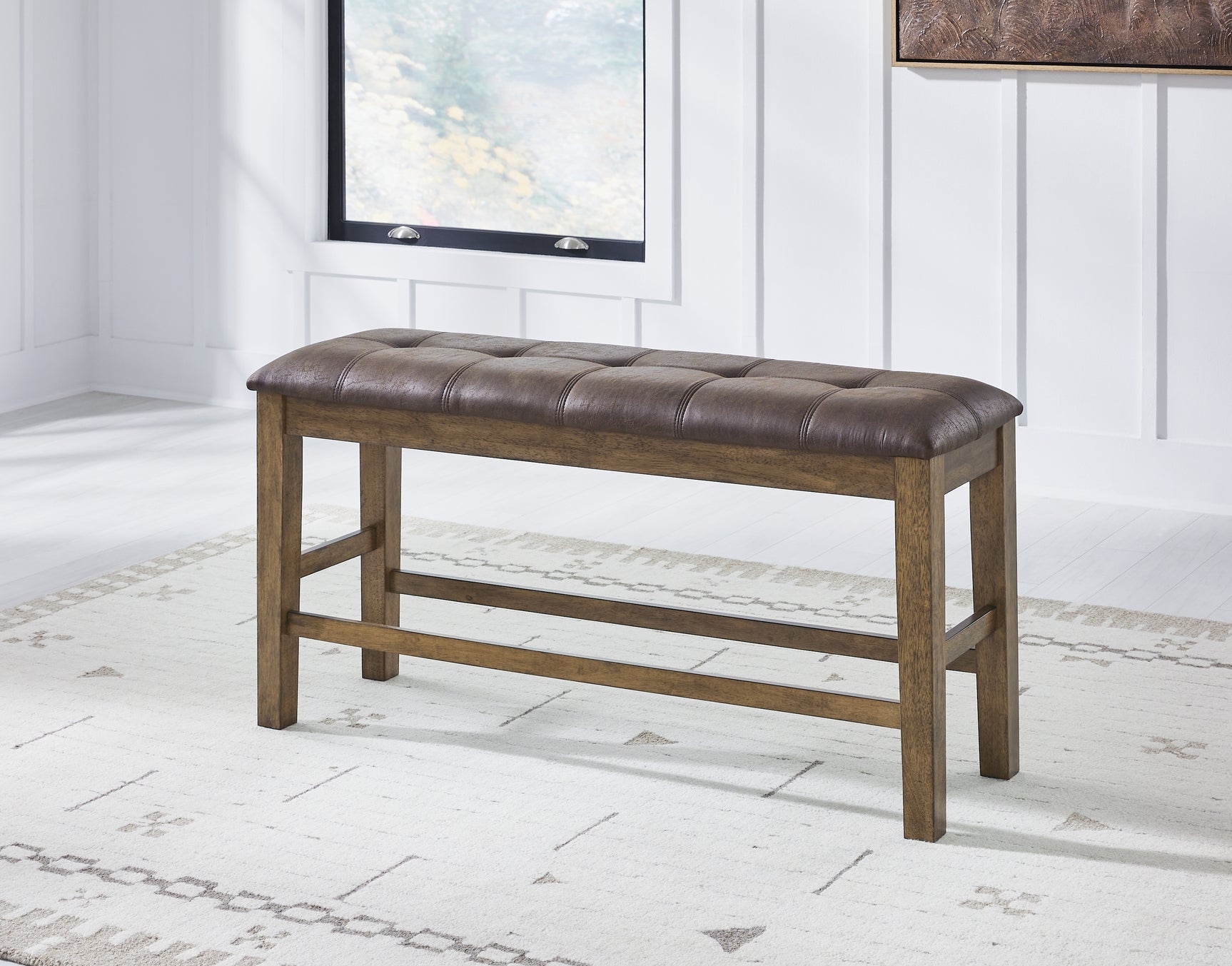 Urbinforte Light Brown Counter Height Extension Dining Table, 4 Barstools and Bench (Online Special Price) - Ornate Home