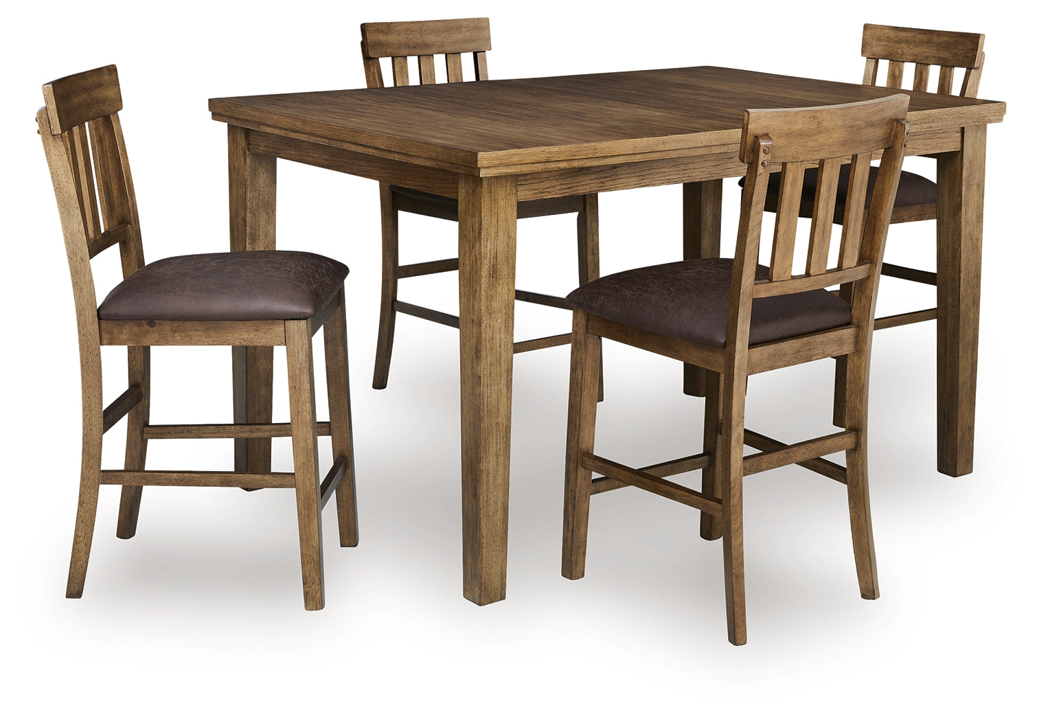 Urbinforte Light Brown Counter Height Extension Dining Table and 4 Barstools (Online Special Price) - Ornate Home