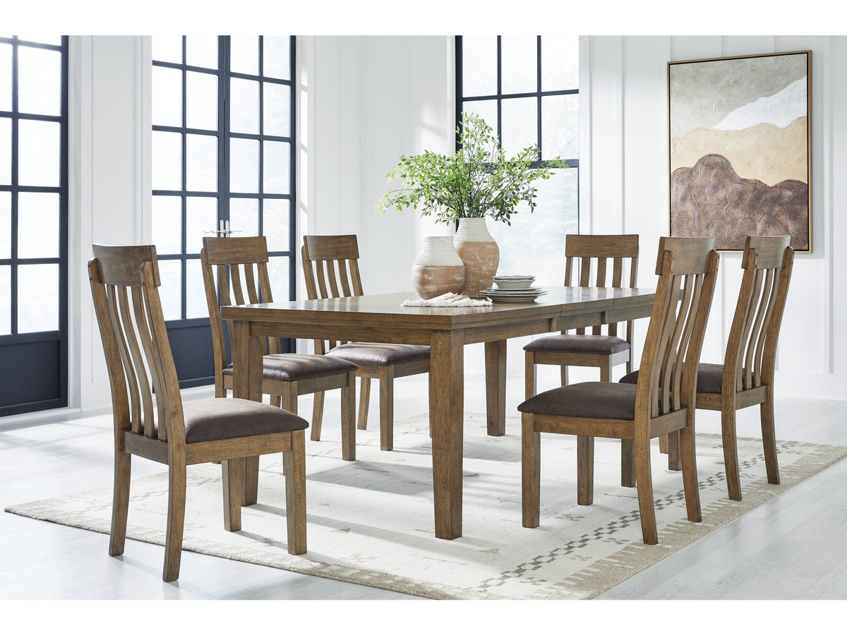 Urbinforte Light Brown Extension Dining Table and 6 Chairs - Ornate Home