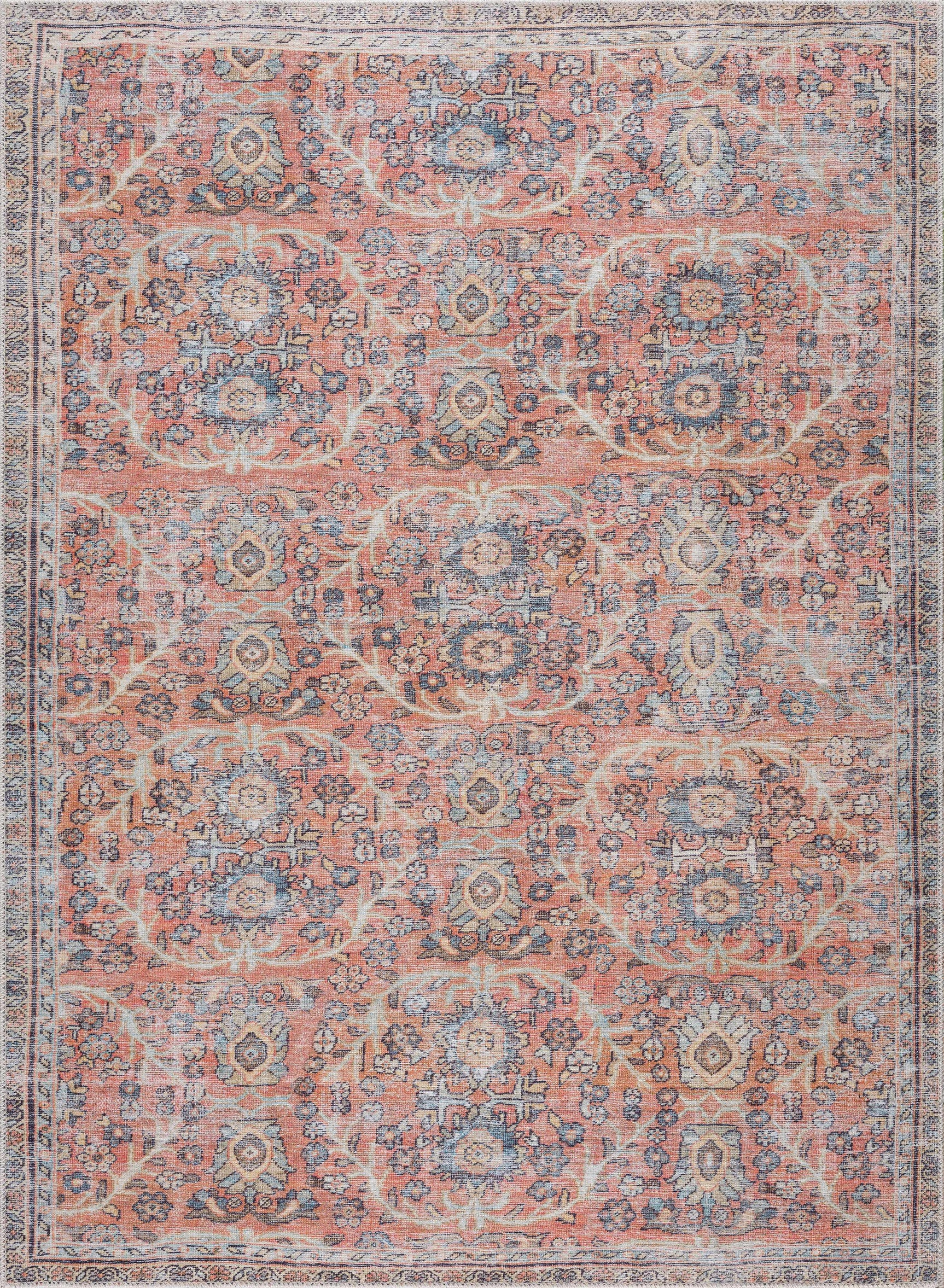 Urpi Rose & Blue Washable Area Rug - Clearance - Ornate Home