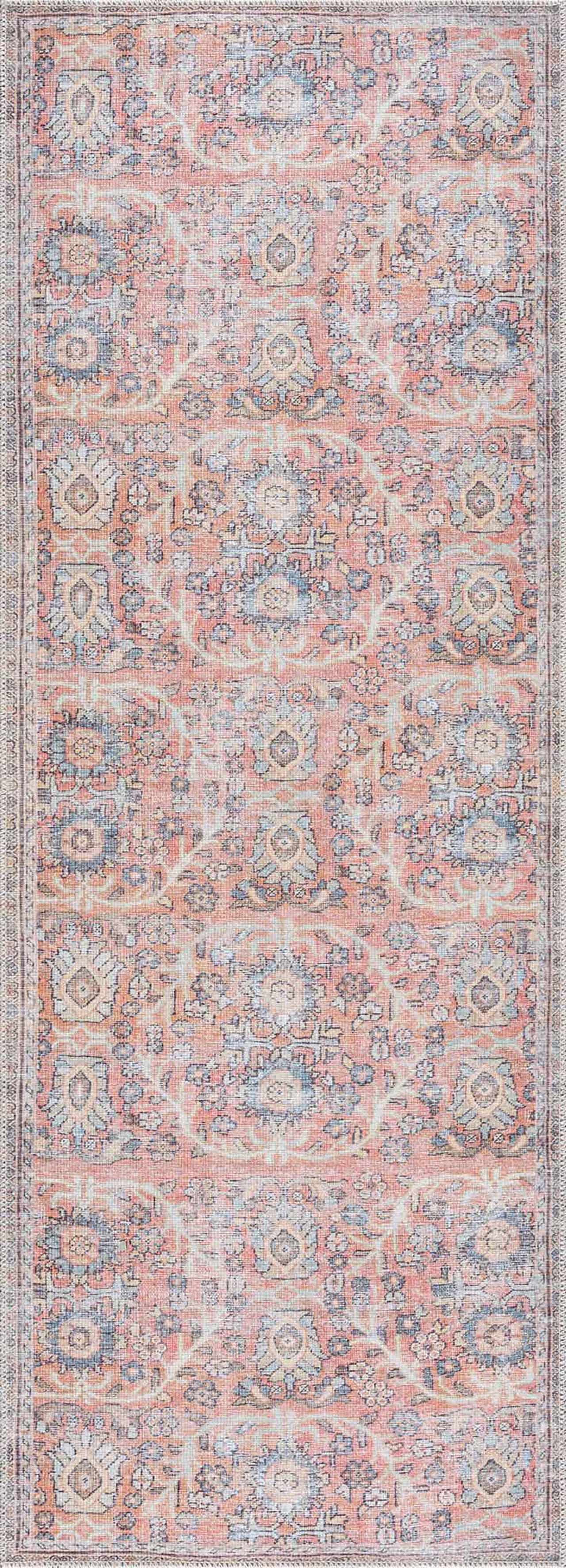 Urpi Rose & Blue Washable Area Rug - Clearance - Ornate Home