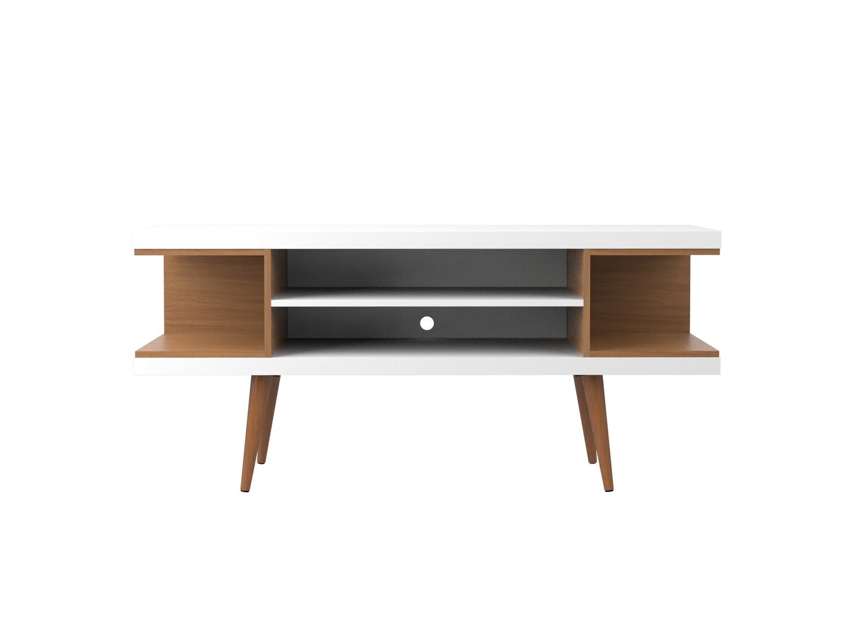 Utopia 53.14 TV Stand in White Gloss and Maple Cream - Ornate Home