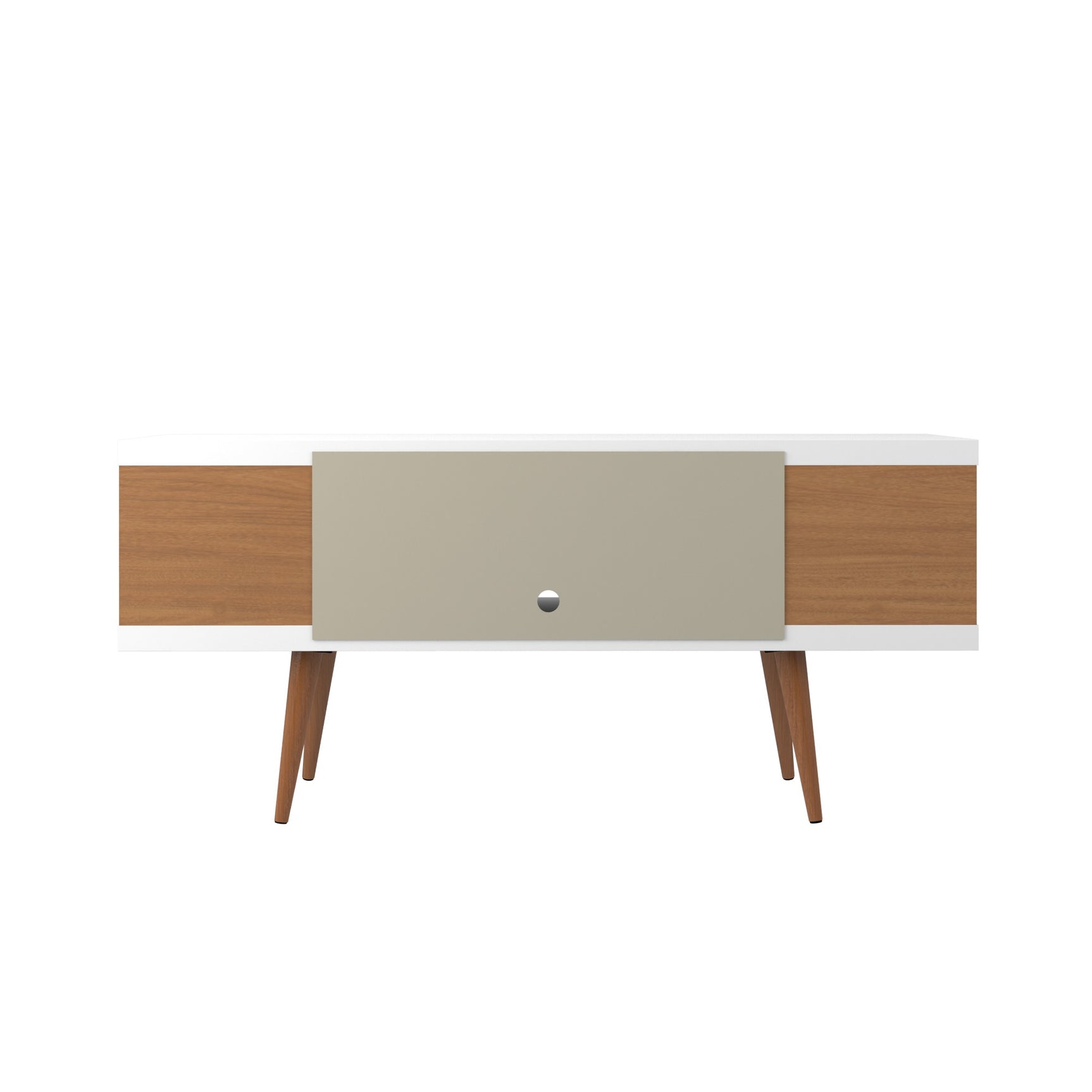 Utopia 53.14 TV Stand in White Gloss and Maple Cream - Ornate Home