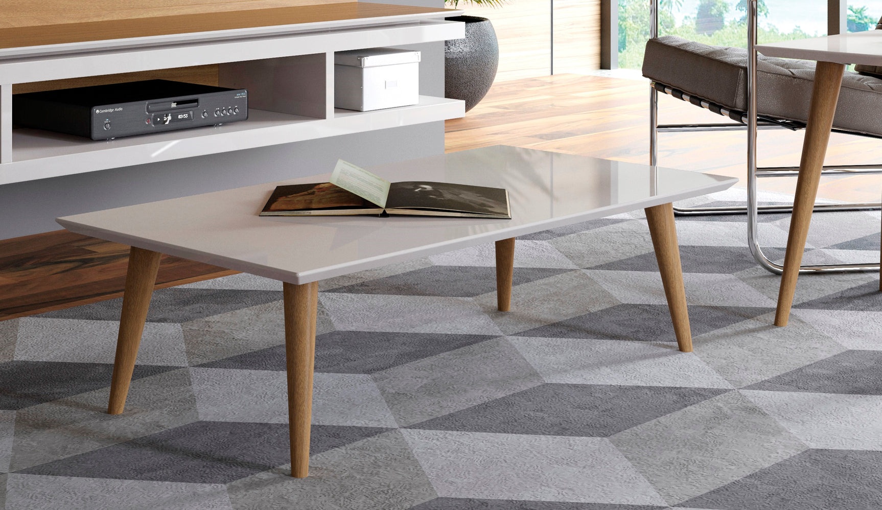 Utopia Low Rectangle End Table in Off White - Ornate Home