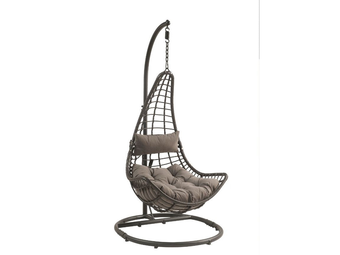 Uzae Gray Patio Swing Chair w/ Stand - Ornate Home