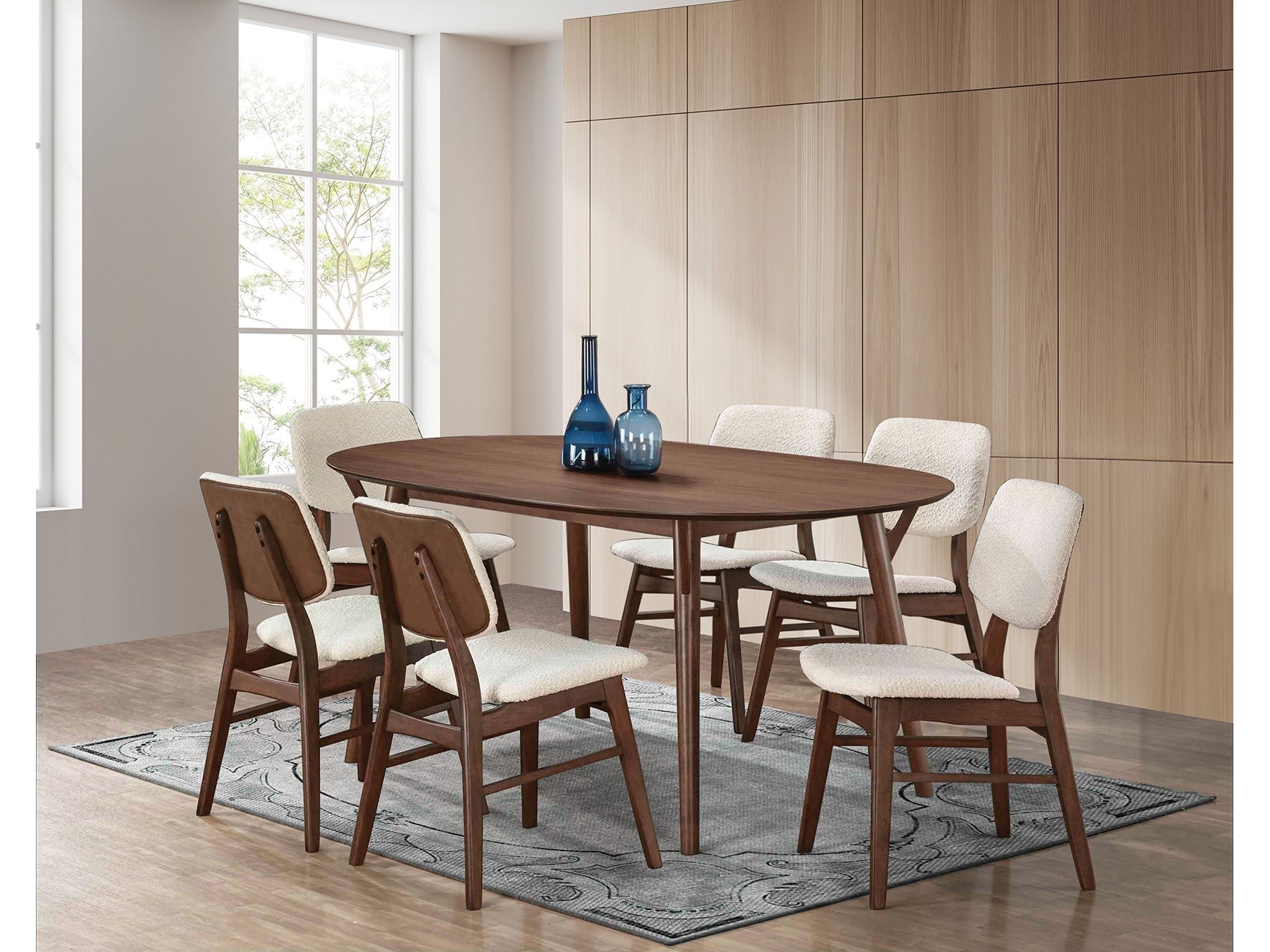 Uzwil Walnut 7 Pc. Dining Room Set - Ornate Home