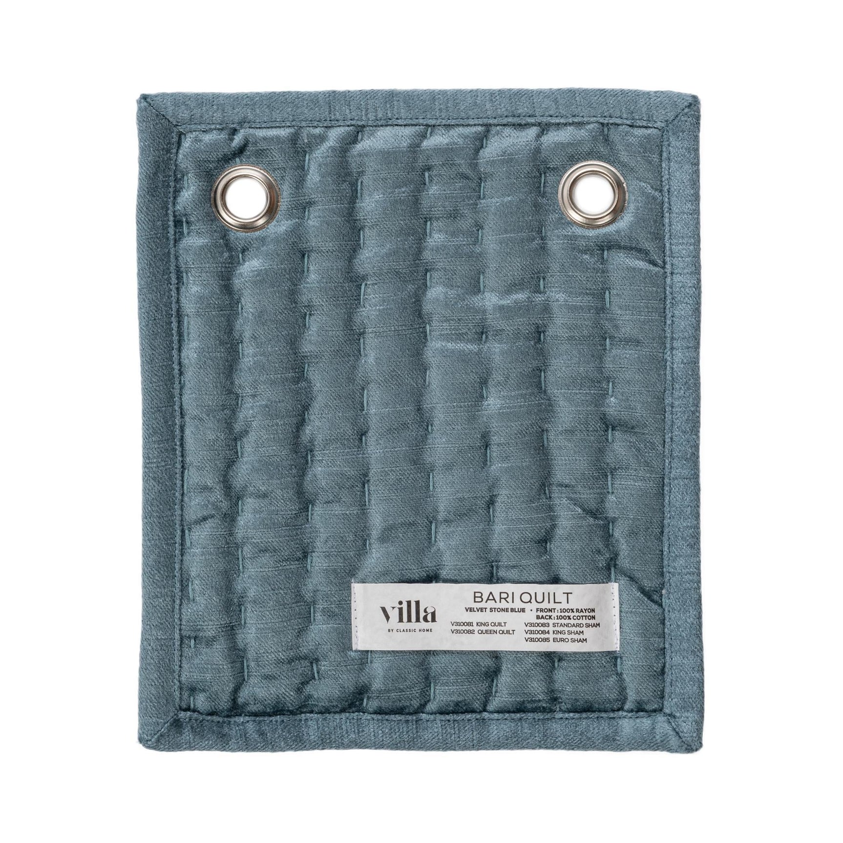 Bari Stone Blue Velvet Quilt Collection