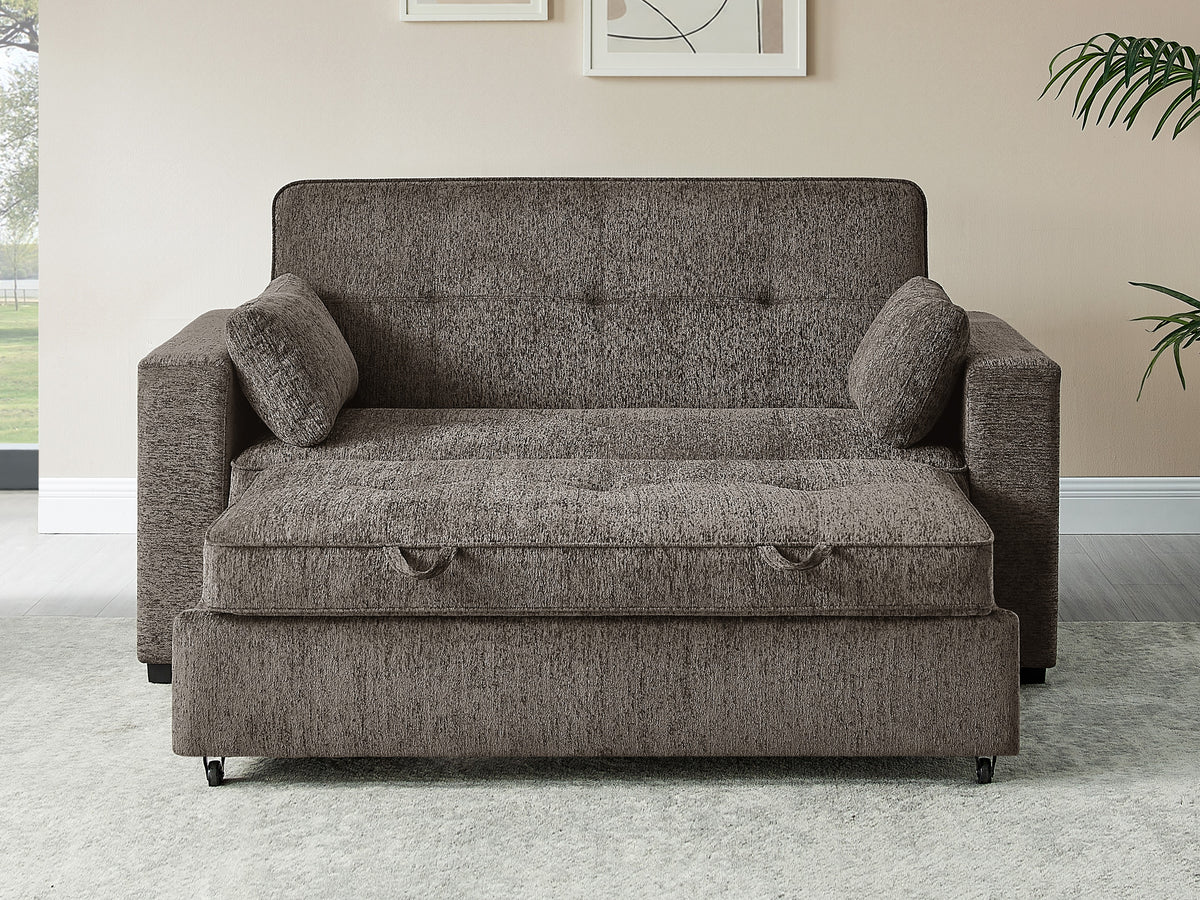 Arnold Ash Brown 76"W Chenille Convertible Sleeper Sofa