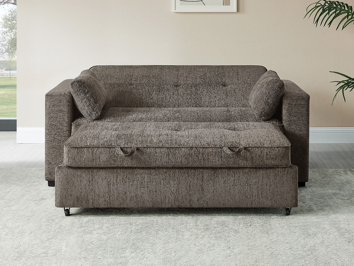 Arnold Ash Brown 76"W Chenille Convertible Sleeper Sofa