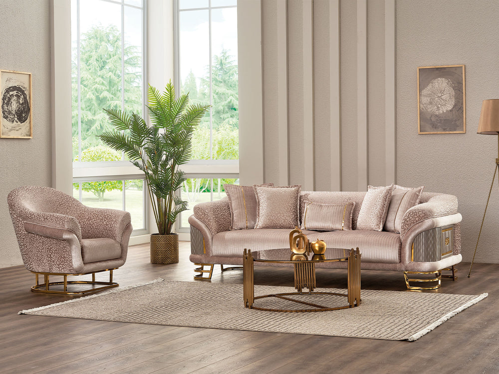 Versace Cream 3-pieces (Sofa & Loveseat & Chair) Living Room Set