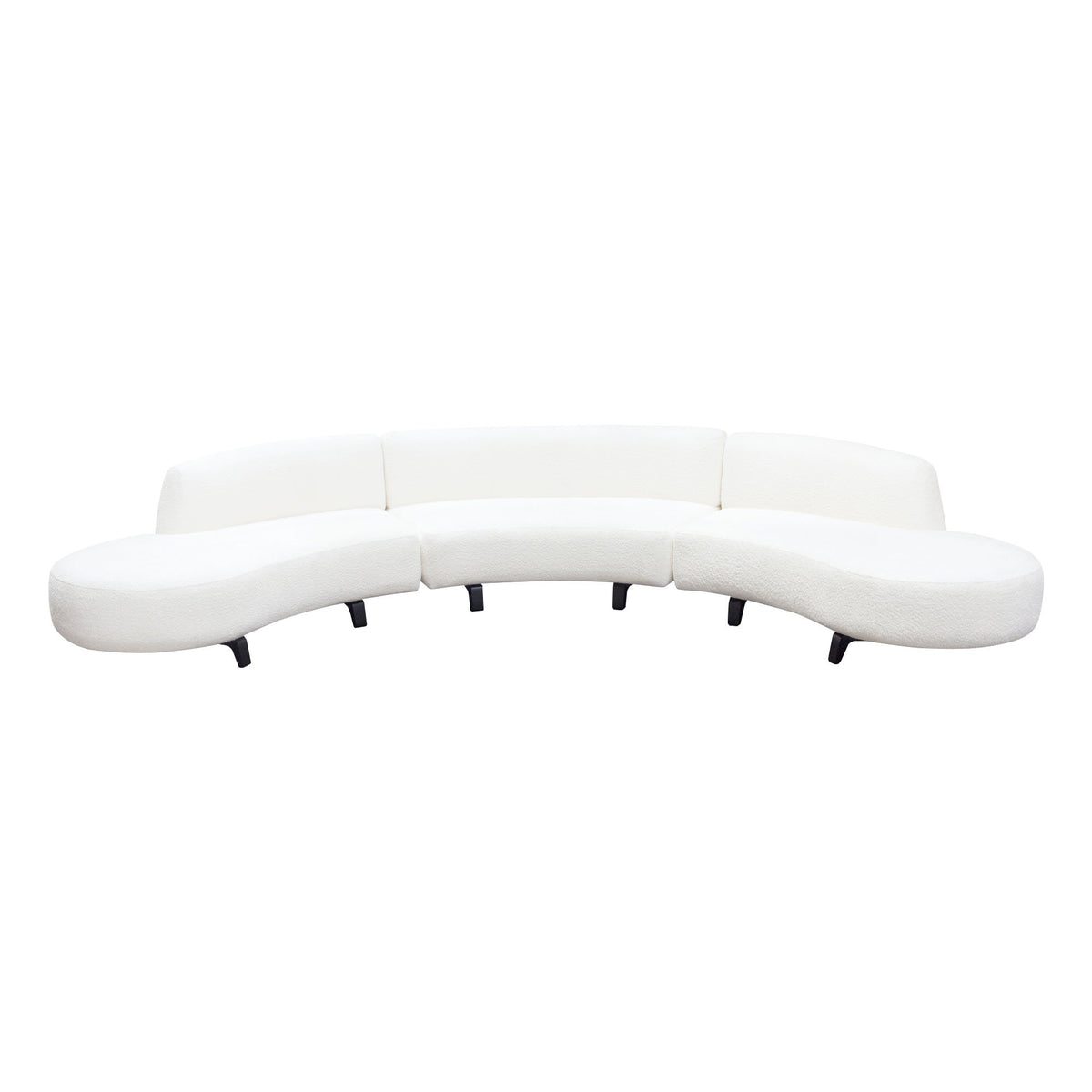 Vesper White/Black Faux Shearling 3-Pc Sectional - Ornate Home