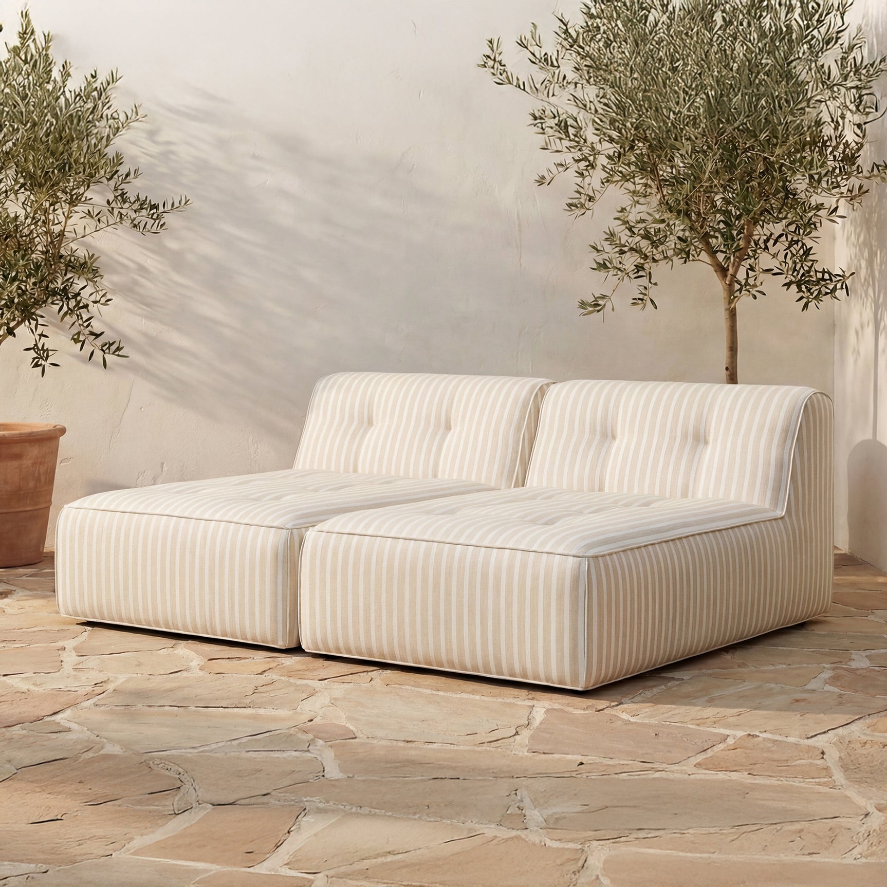 Sunseeker Brown Stripe 2 Piece Outdoor Sun Lounger