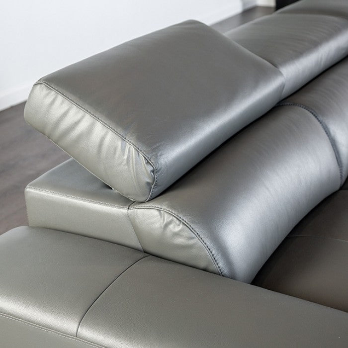 Vadso Dark Gray Leather Match Left Chaise Sectional - Ornate Home